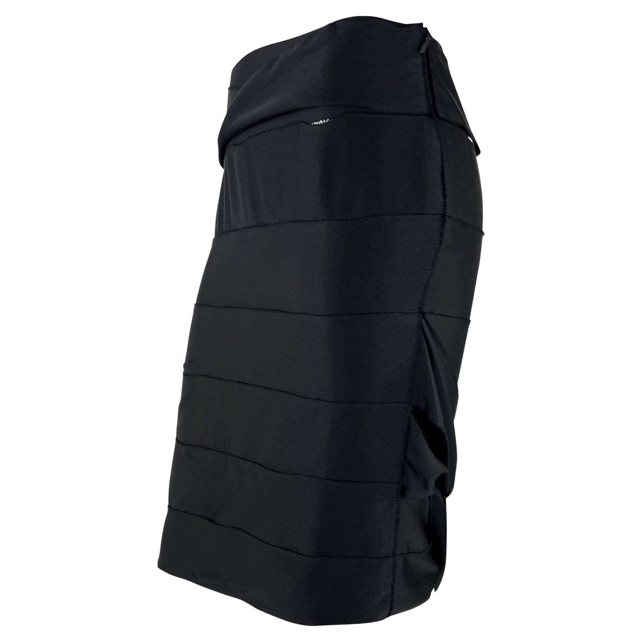 F/W 2002 Gucci by Tom Ford Black Silk Satin Ribbon Bodycon Skirt - RealList