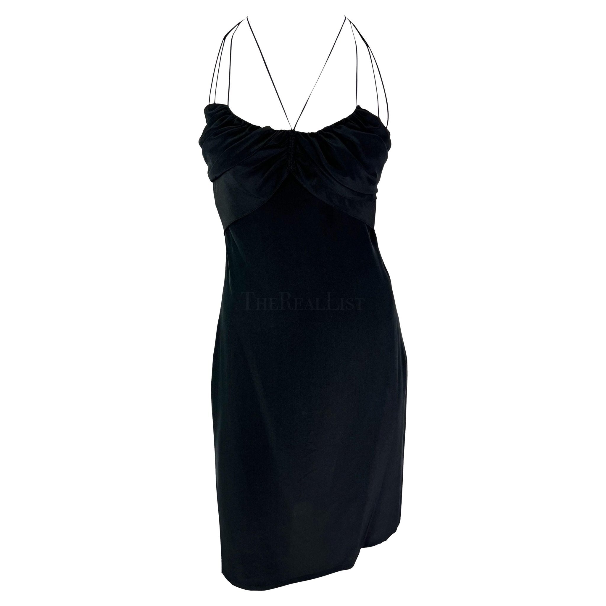 F/W 2002 Gucci by Tom Ford Black Silk Strap Mini Dress - RealList