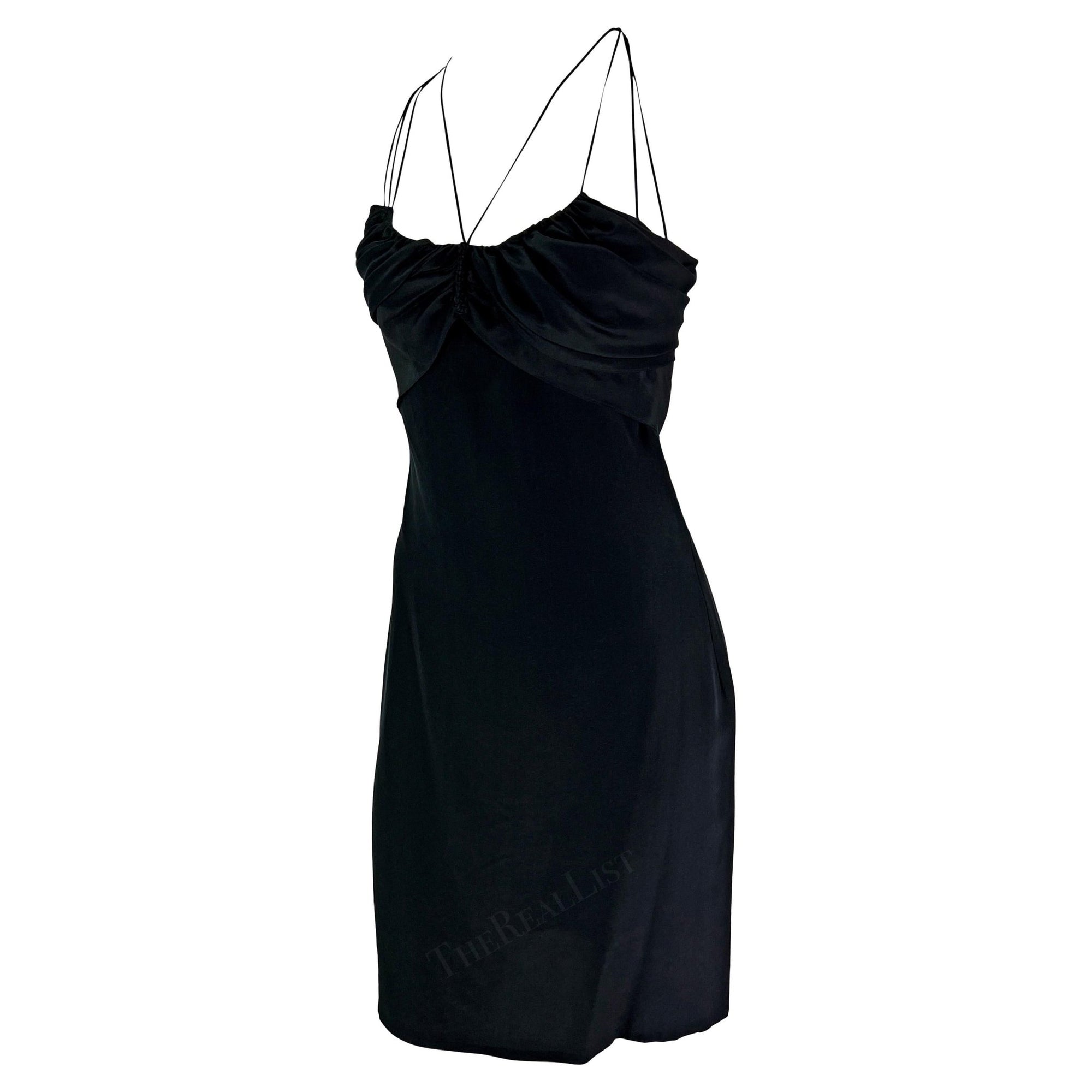 F/W 2002 Gucci by Tom Ford Black Silk Strap Mini Dress - RealList