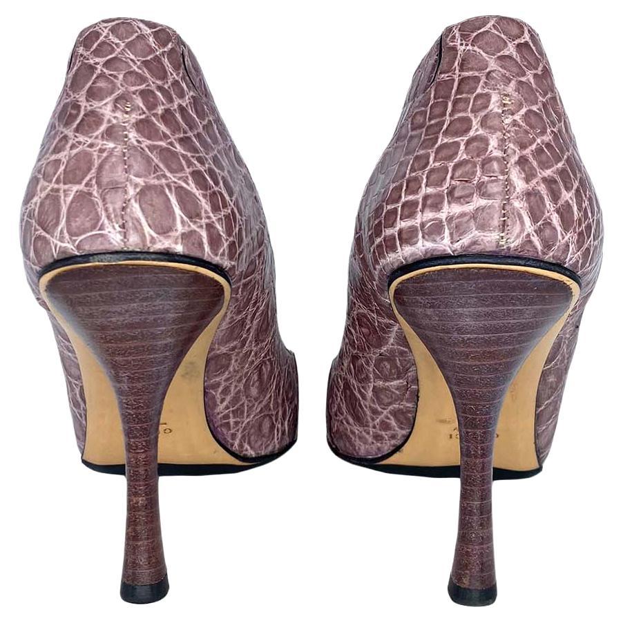 F/W 2002 Gucci by Tom Ford Lavender Alligator 4.25" Heels - RealList