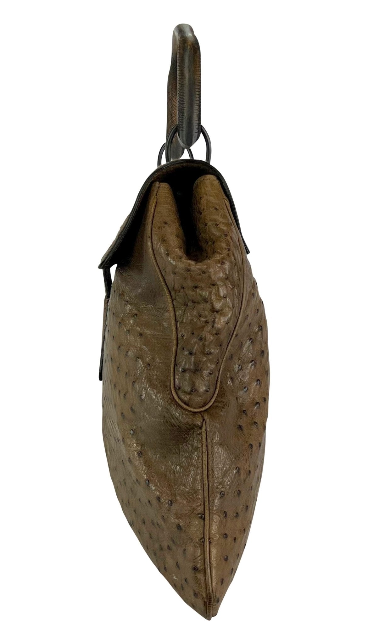 F/W 2002 Gucci by Tom Ford Oversized Genuine Ostrich Skin Tan Wood XL Tote Bag - RealList