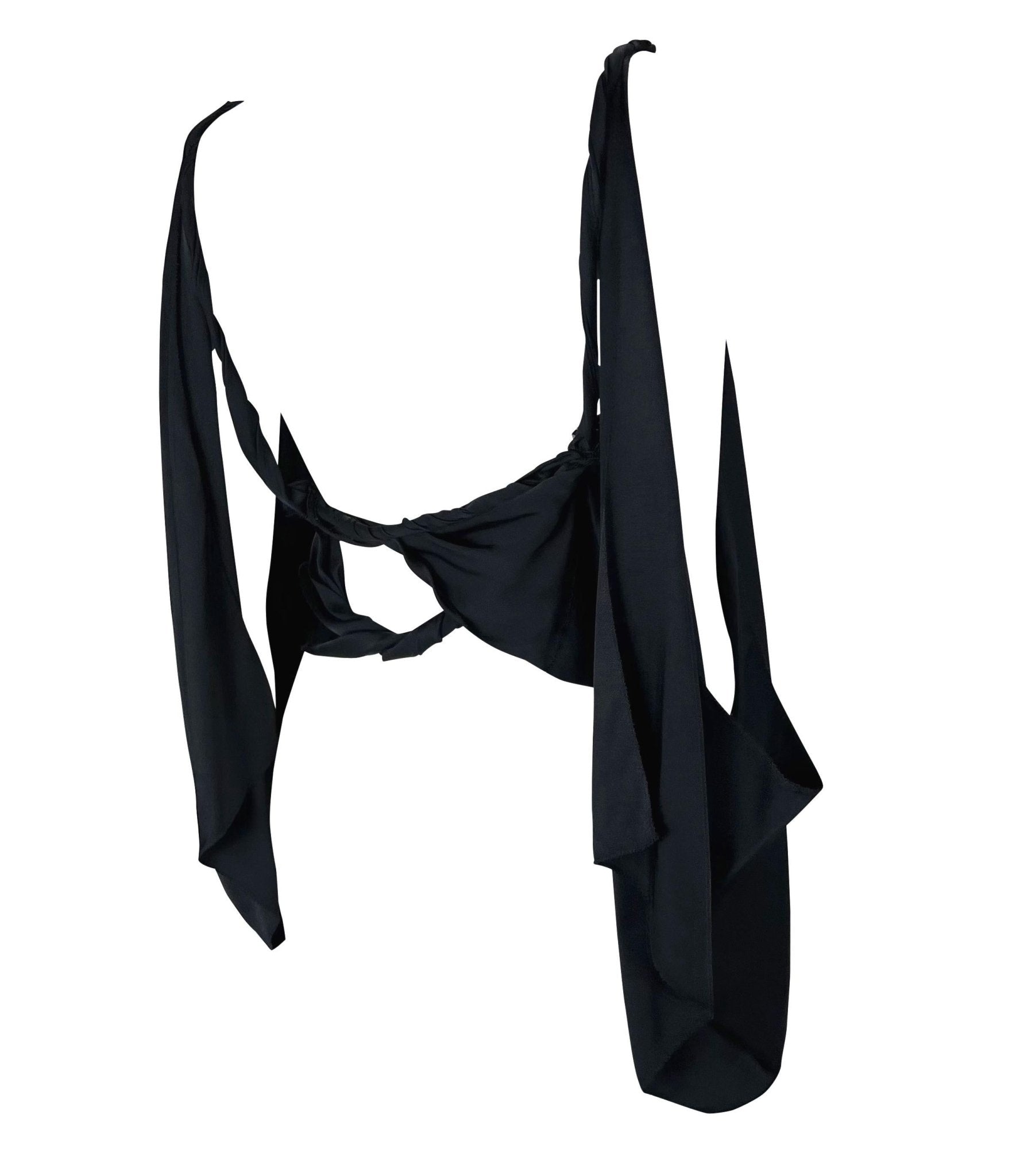 F/W 2002 Gucci by Tom Ford Runway Black Silk Tie Crop Top - RealList