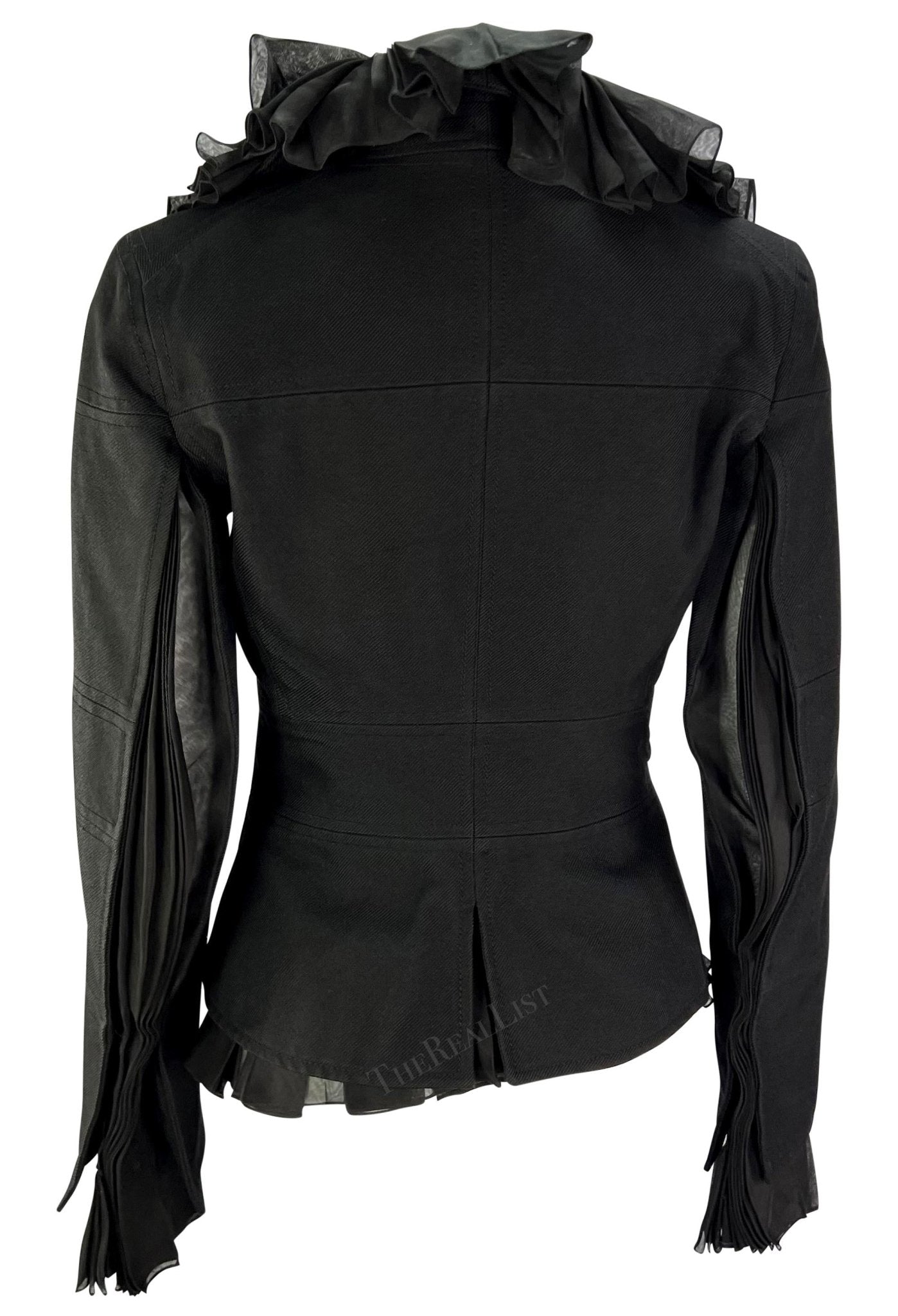 F/W 2002 Yves Saint Laurent by Tom Ford Black Ruffle Runway Blazer - RealList