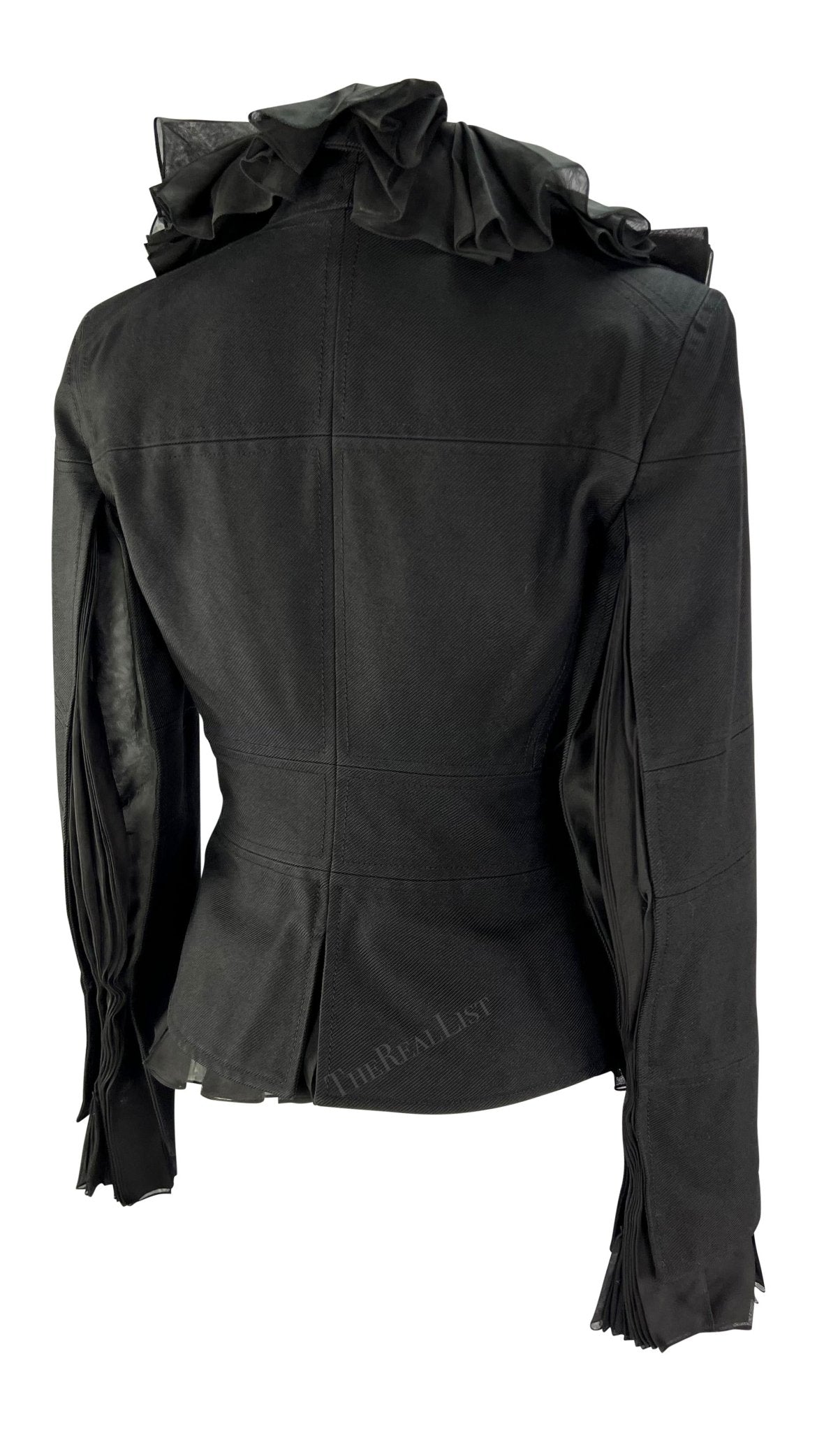 F/W 2002 Yves Saint Laurent by Tom Ford Black Ruffle Runway Blazer - RealList