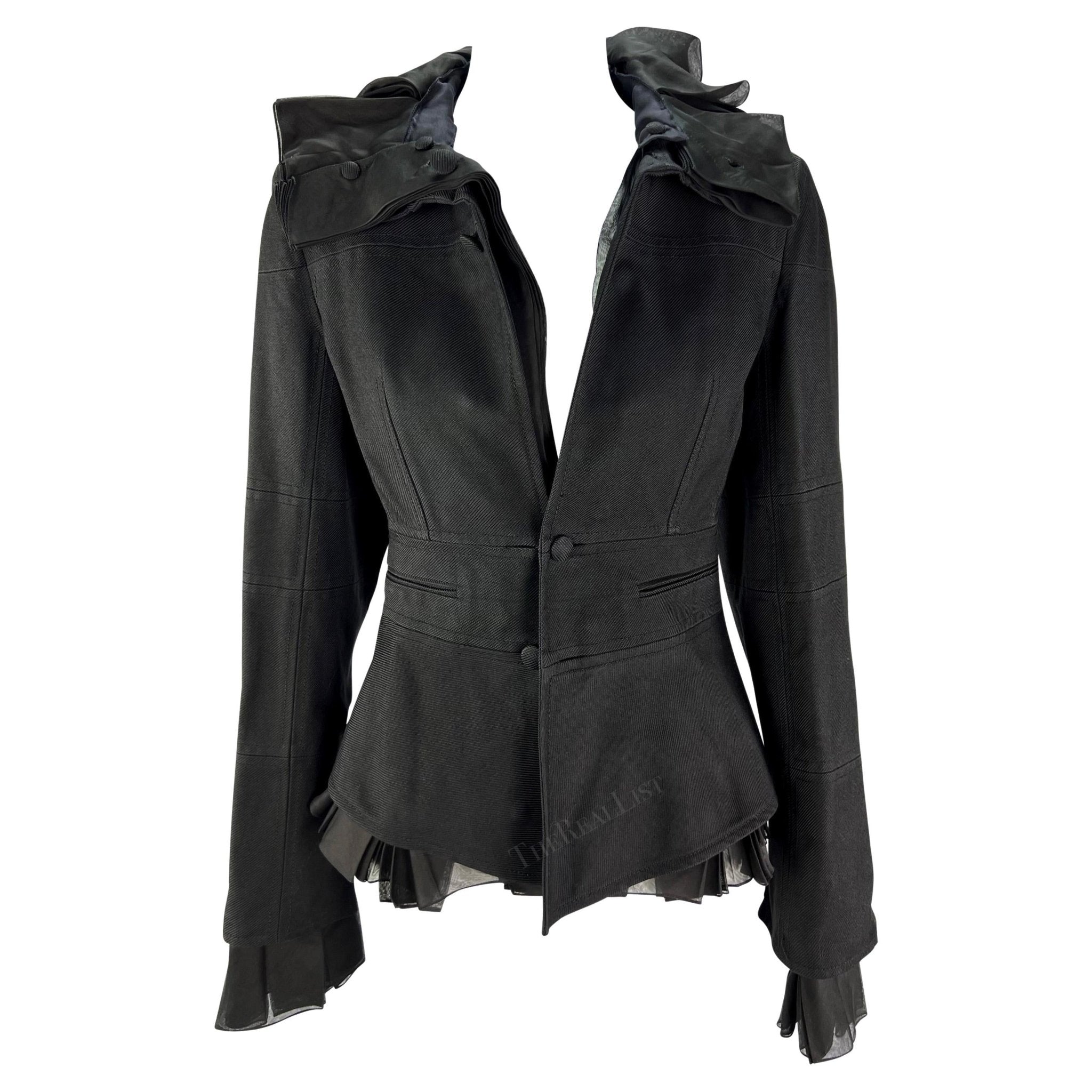 F/W 2002 Yves Saint Laurent by Tom Ford Black Ruffle Runway Blazer - RealList