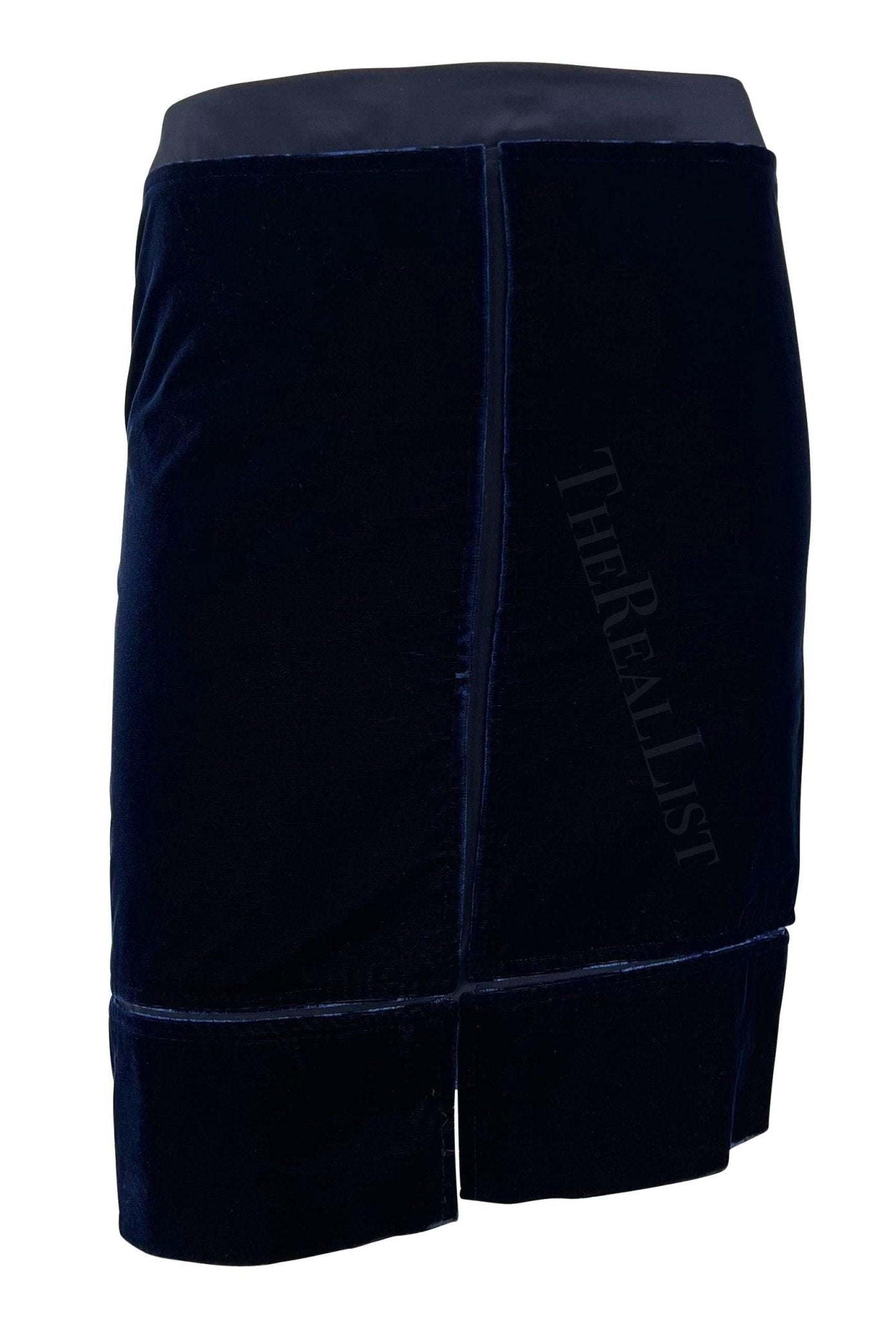F/W 2002 Yves Saint Laurent by Tom Ford Blue Velvet Panel Skirt Suit - RealList