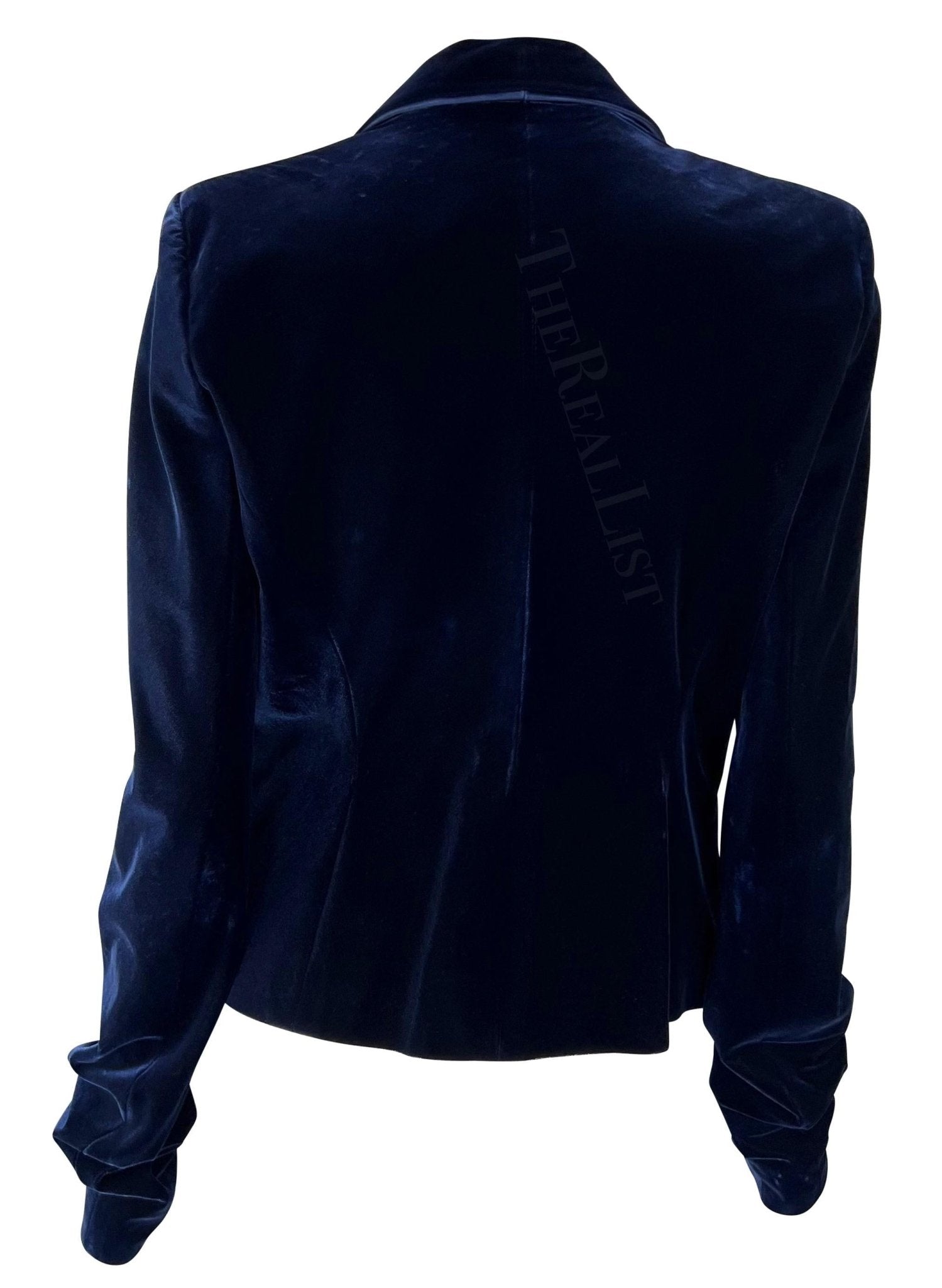 F/W 2002 Yves Saint Laurent by Tom Ford Blue Velvet Runway Blazer - RealList