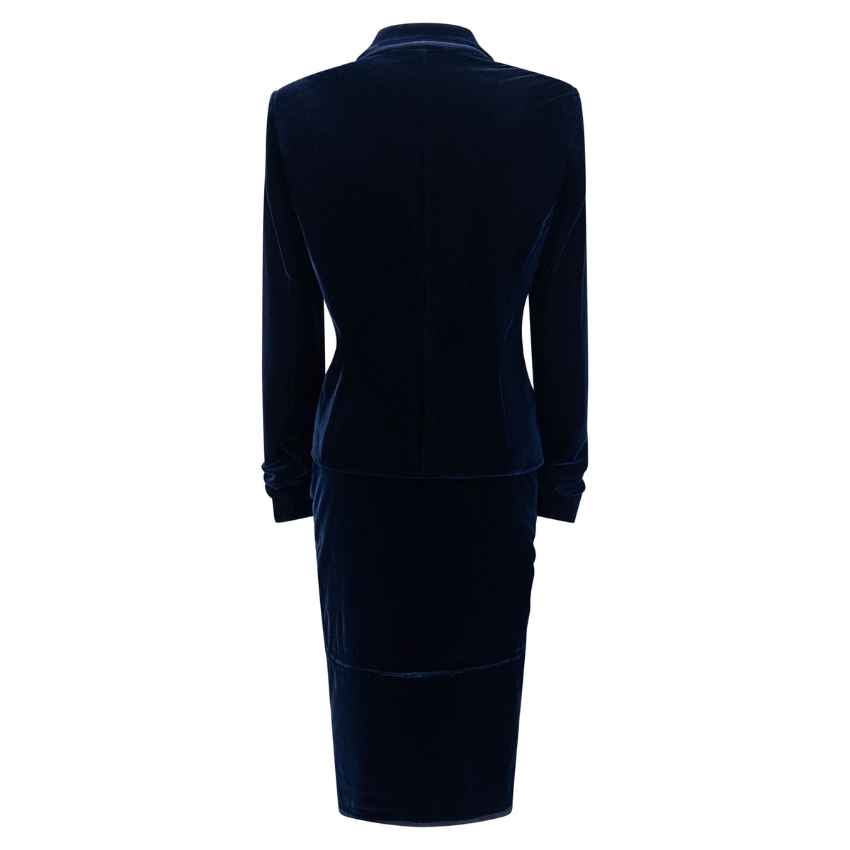 F/W 2002 Yves Saint Laurent by Tom Ford Runway Navy Blue Velvet Skirt Suit - RealList