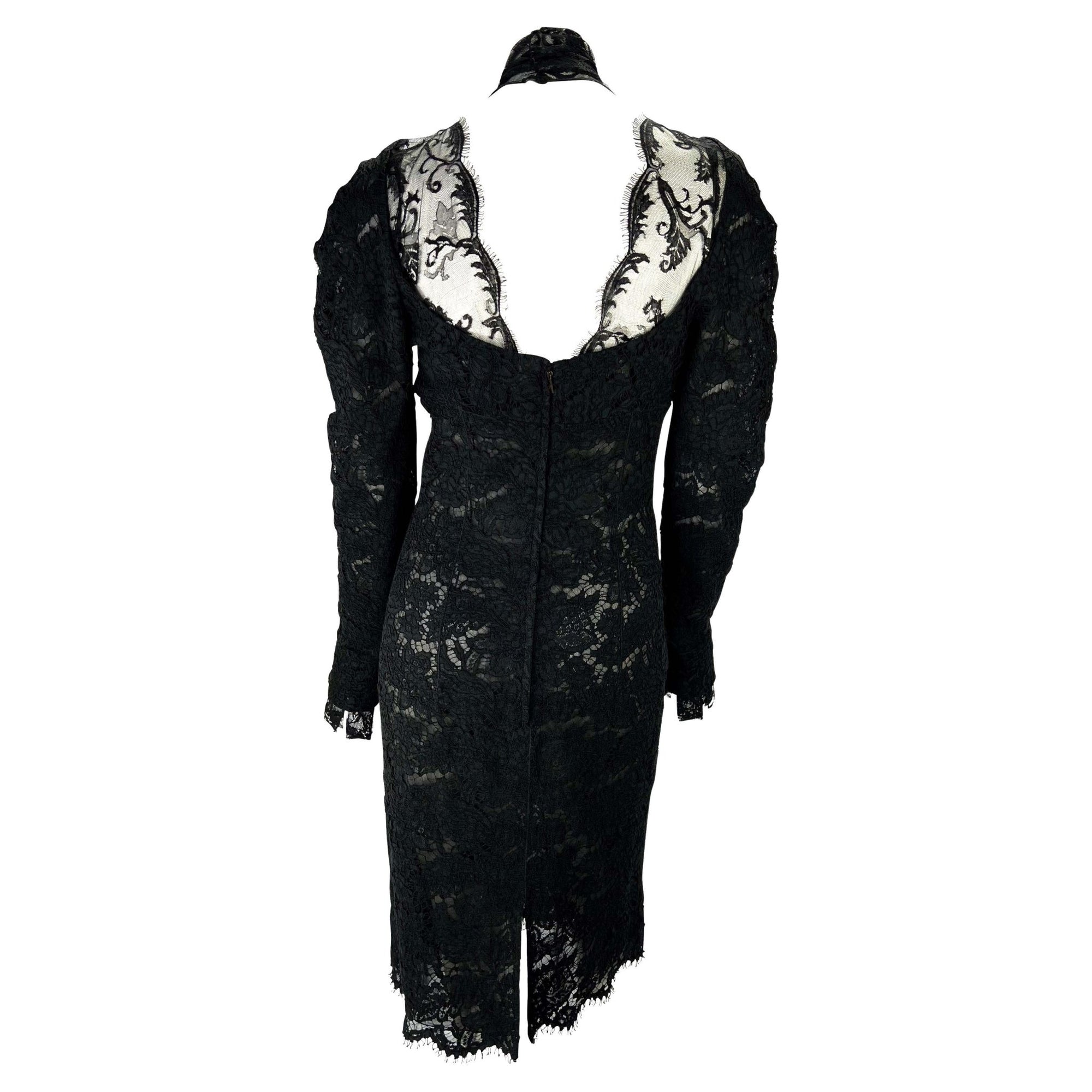 F/W 2002 Yves Saint Laurent by Tom Ford Runway Sheer Black Lace Poet's Dress - RealList