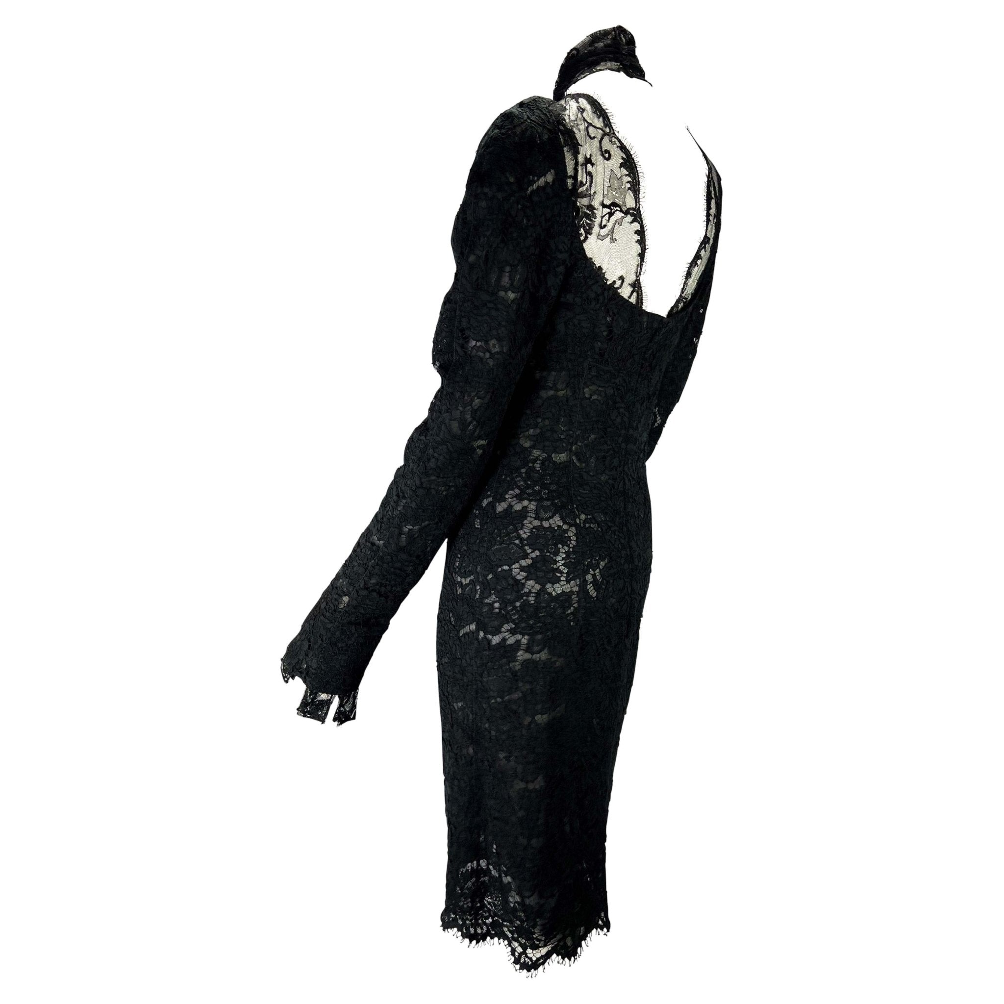 F/W 2002 Yves Saint Laurent by Tom Ford Runway Sheer Black Lace Poet's Dress - RealList
