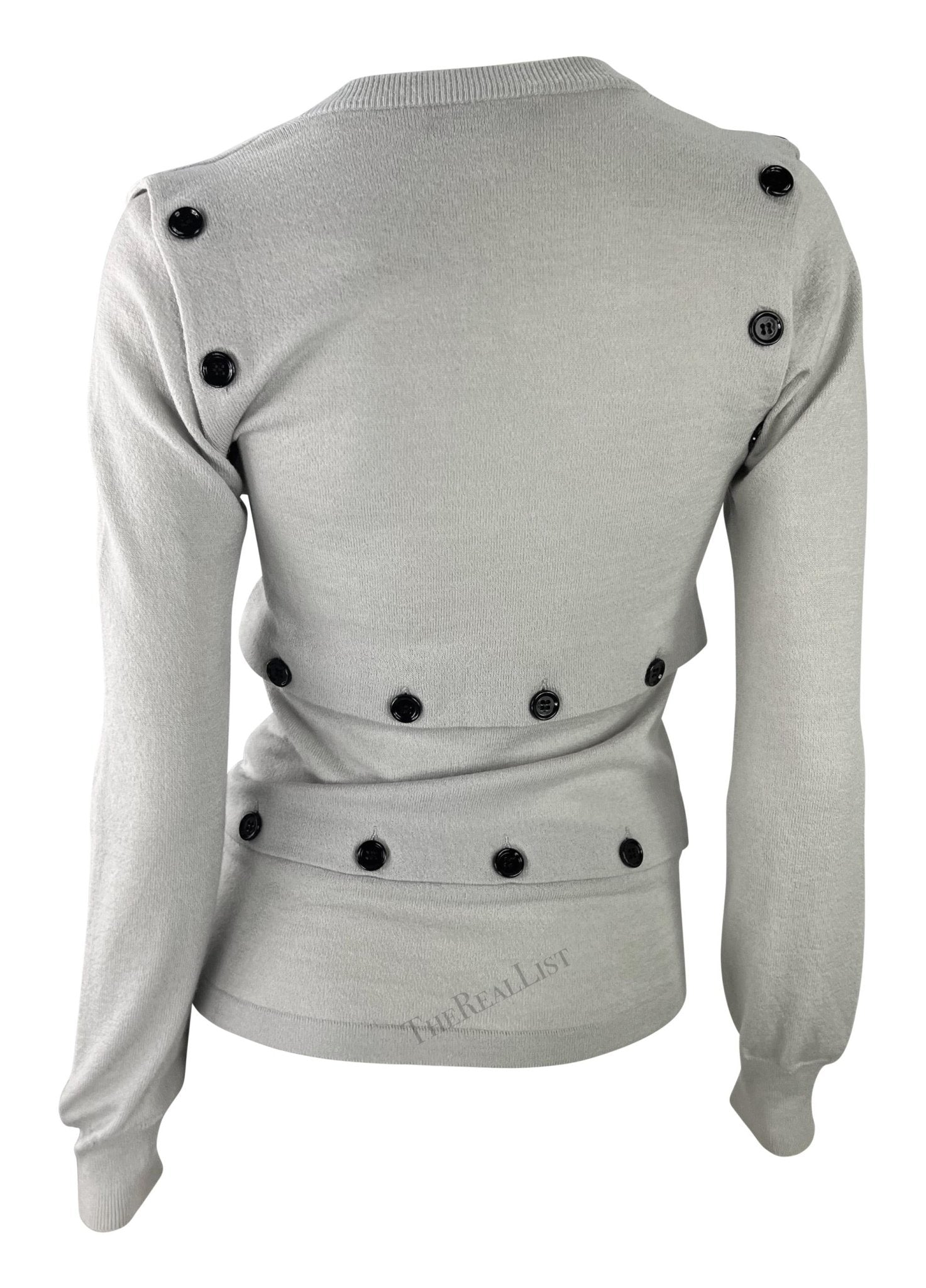 F/W 2003 Dolce & Gabbana Adjustable Button Grey Cropped Sweater Mini Skirt Set - RealList