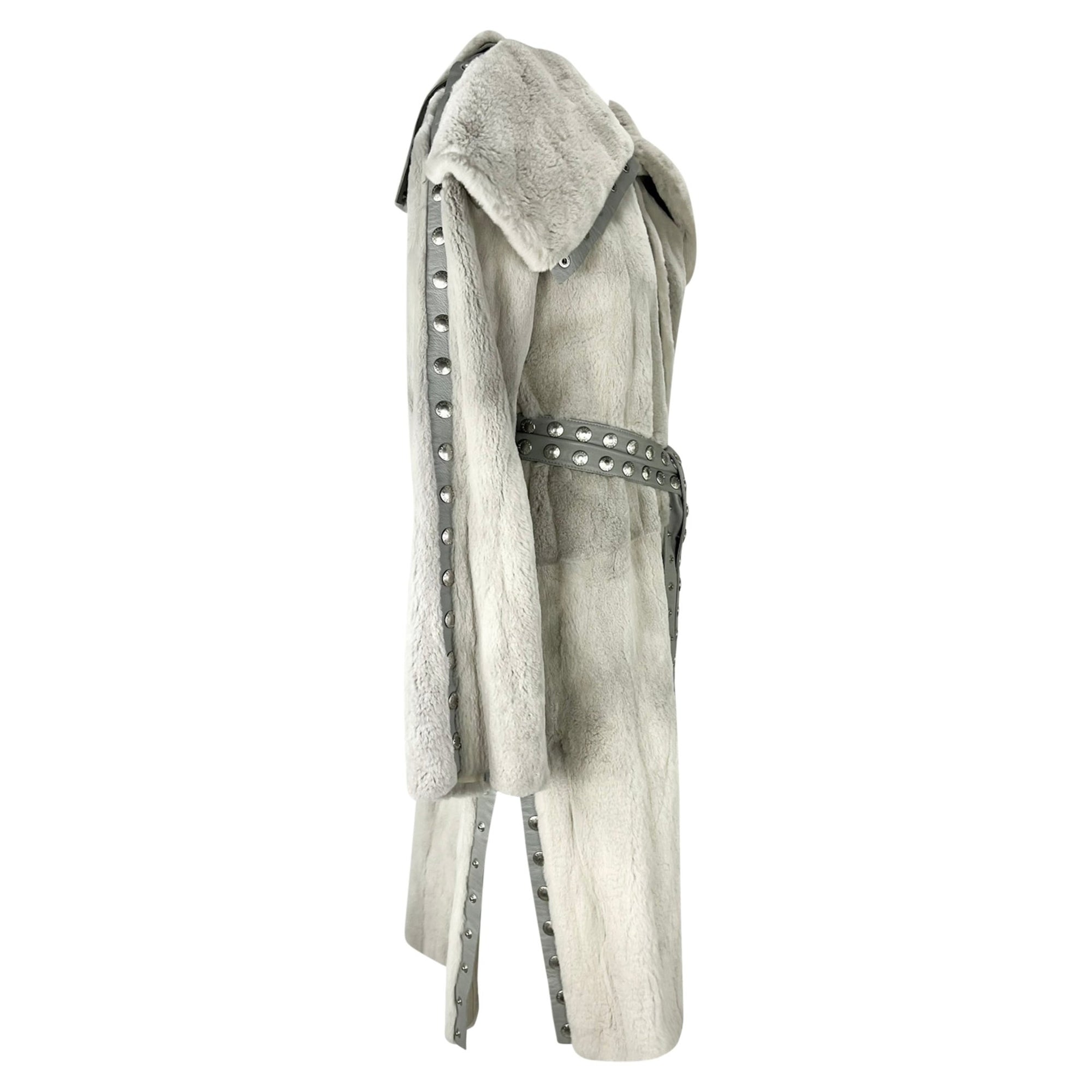 F/W 2003 Dolce & Gabbana Snap Adjustable Grey Orylag Fur Leather Coat - RealList