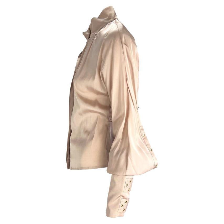 F/W 2003 Gucci by Tom Ford Beige Silk Strap Long Sleeve Shirt - RealList