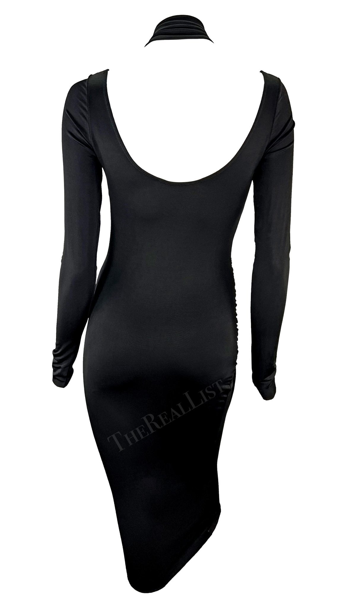 F/W 2003 Gucci by Tom Ford Black Bondage Strap Convertible Stretch Bodycon Dress - RealList