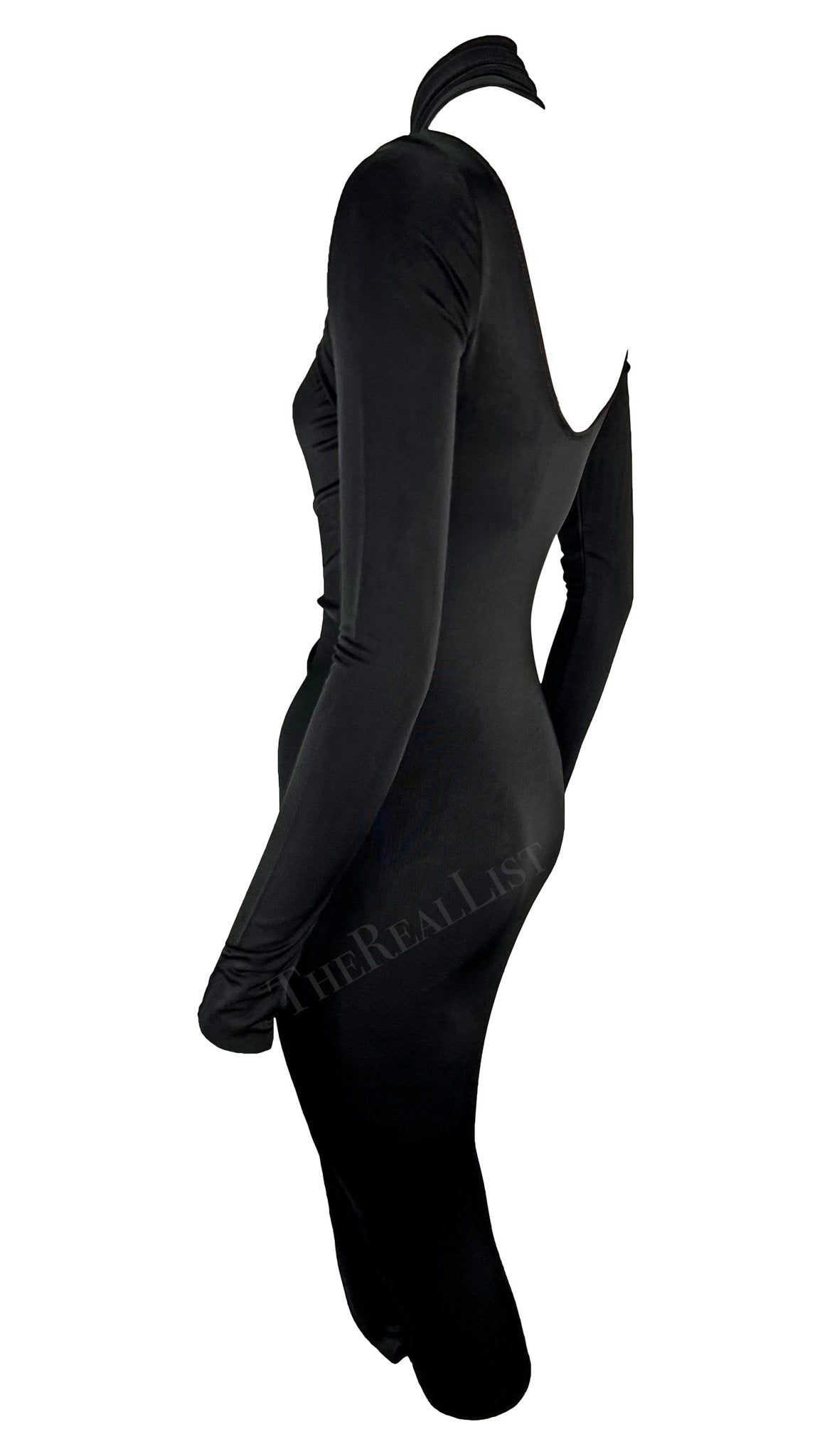 F/W 2003 Gucci by Tom Ford Black Bondage Strap Convertible Stretch Bodycon Dress - RealList