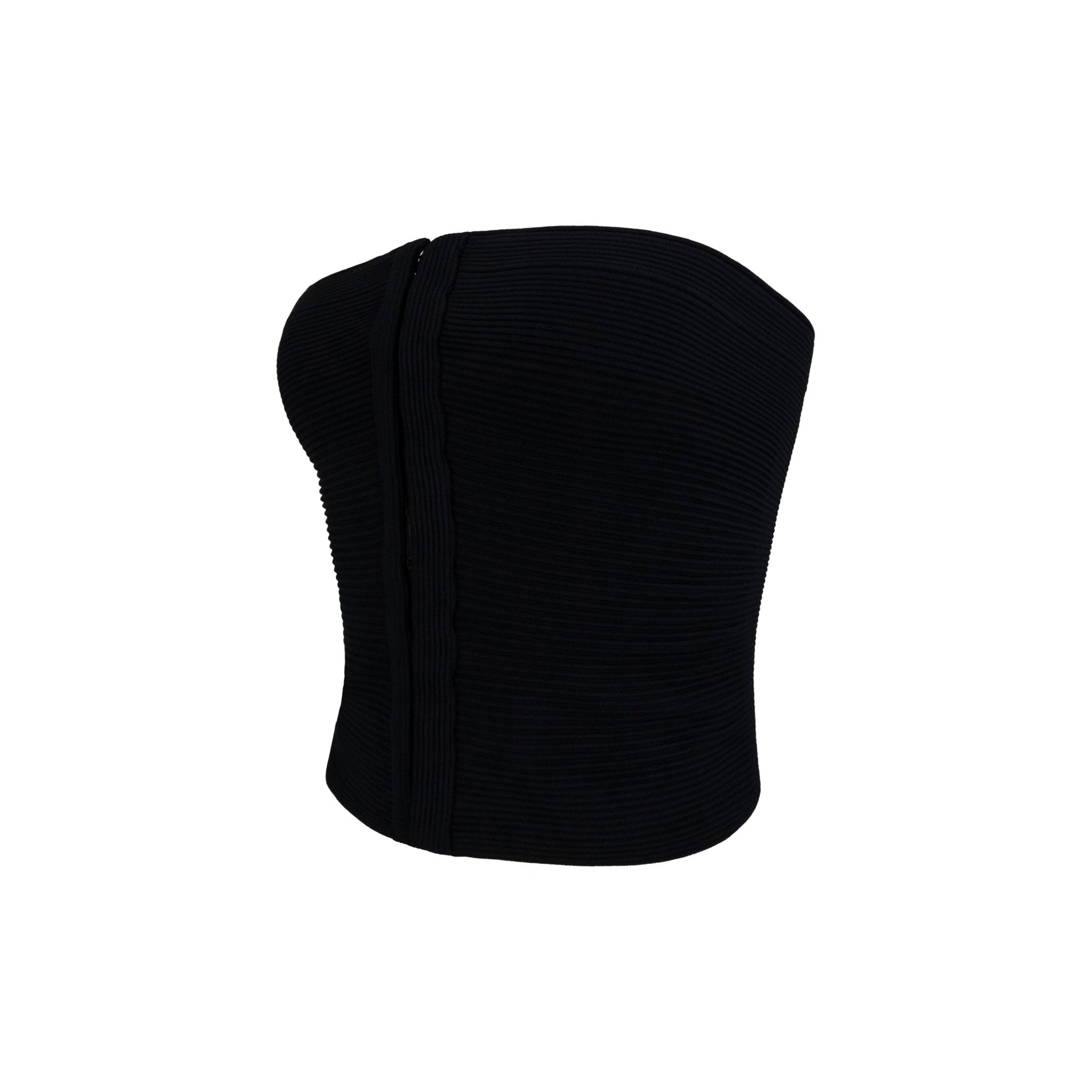 F/W 2003 Gucci by Tom Ford Black Ribbed Knit Strapless Crop Top - RealList