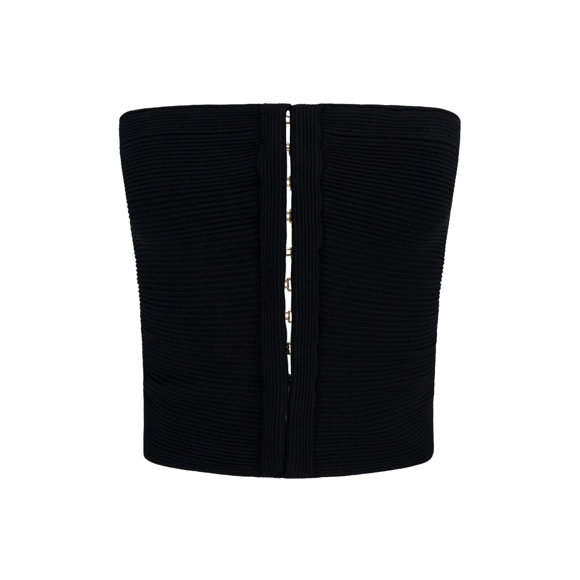 F/W 2003 Gucci by Tom Ford Black Ribbed Knit Strapless Crop Top - RealList