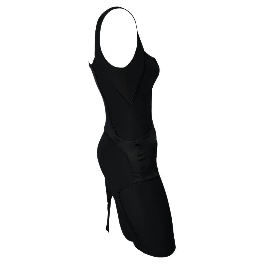F/W 2003 Gucci by Tom Ford Black Satin Panel Stretch Bodycon Dress - RealList