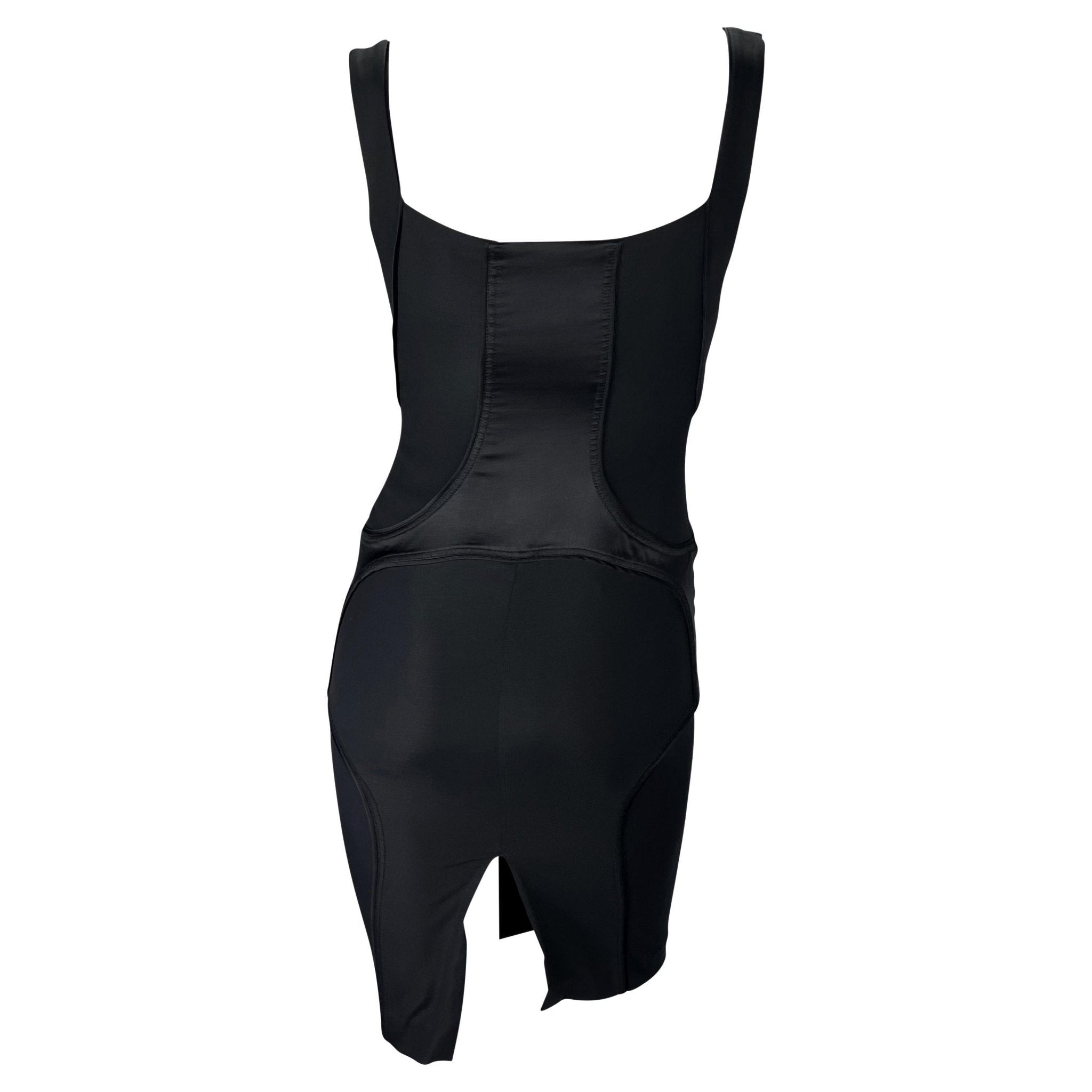 F/W 2003 Gucci by Tom Ford Black Satin Panel Stretch Bodycon Dress - RealList