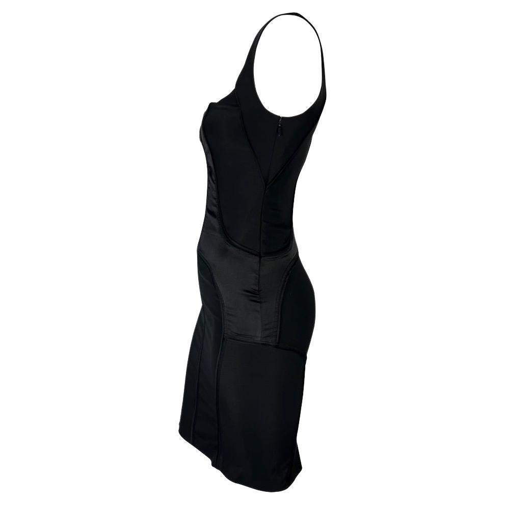 F/W 2003 Gucci by Tom Ford Black Satin Panel Stretch Bodycon Dress - RealList