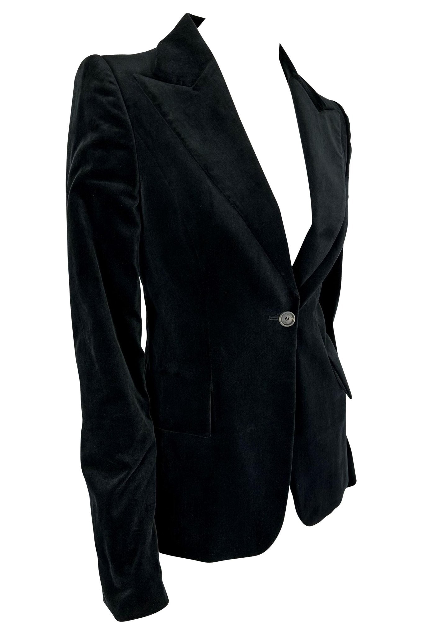 F/W 2003 Gucci by Tom Ford Black Velvet Peak Lapel Blazer Jacket - RealList