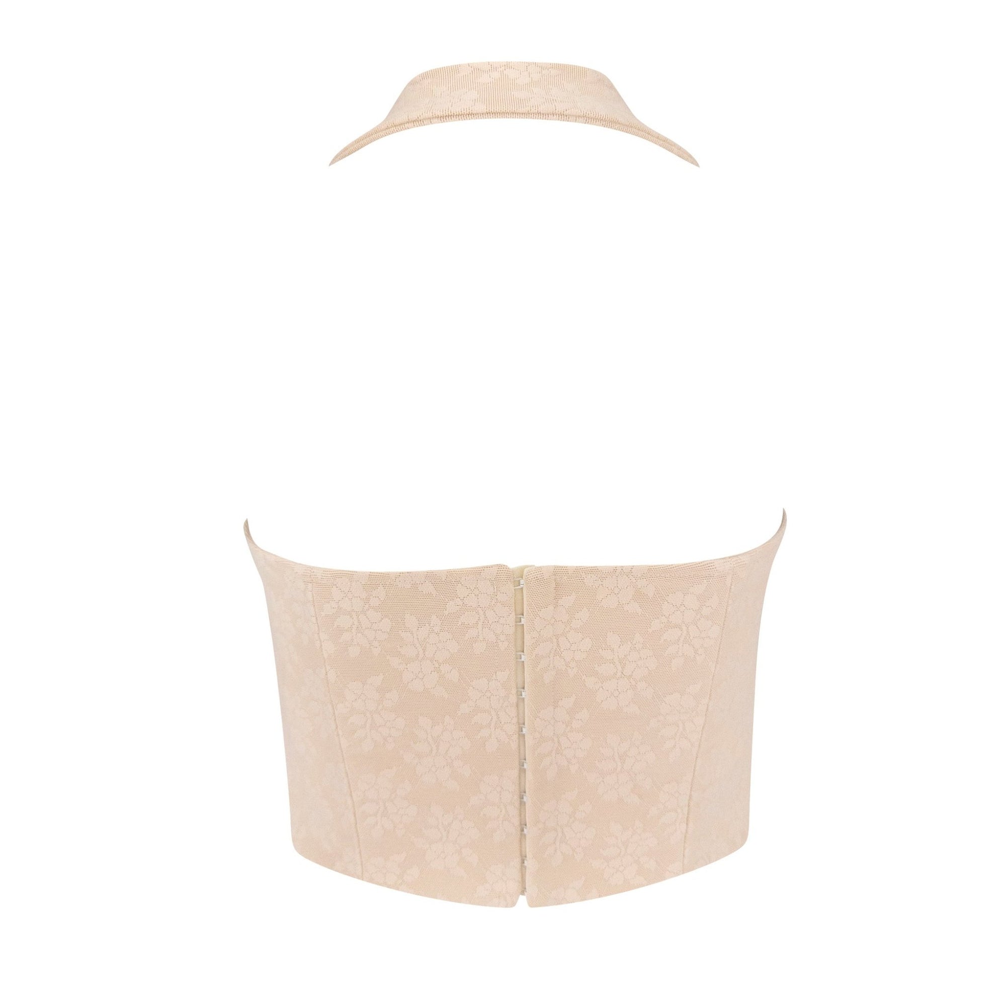 F/W 2003 John Galliano Beige Floral Silk Bustier Halter Crop Top - RealList