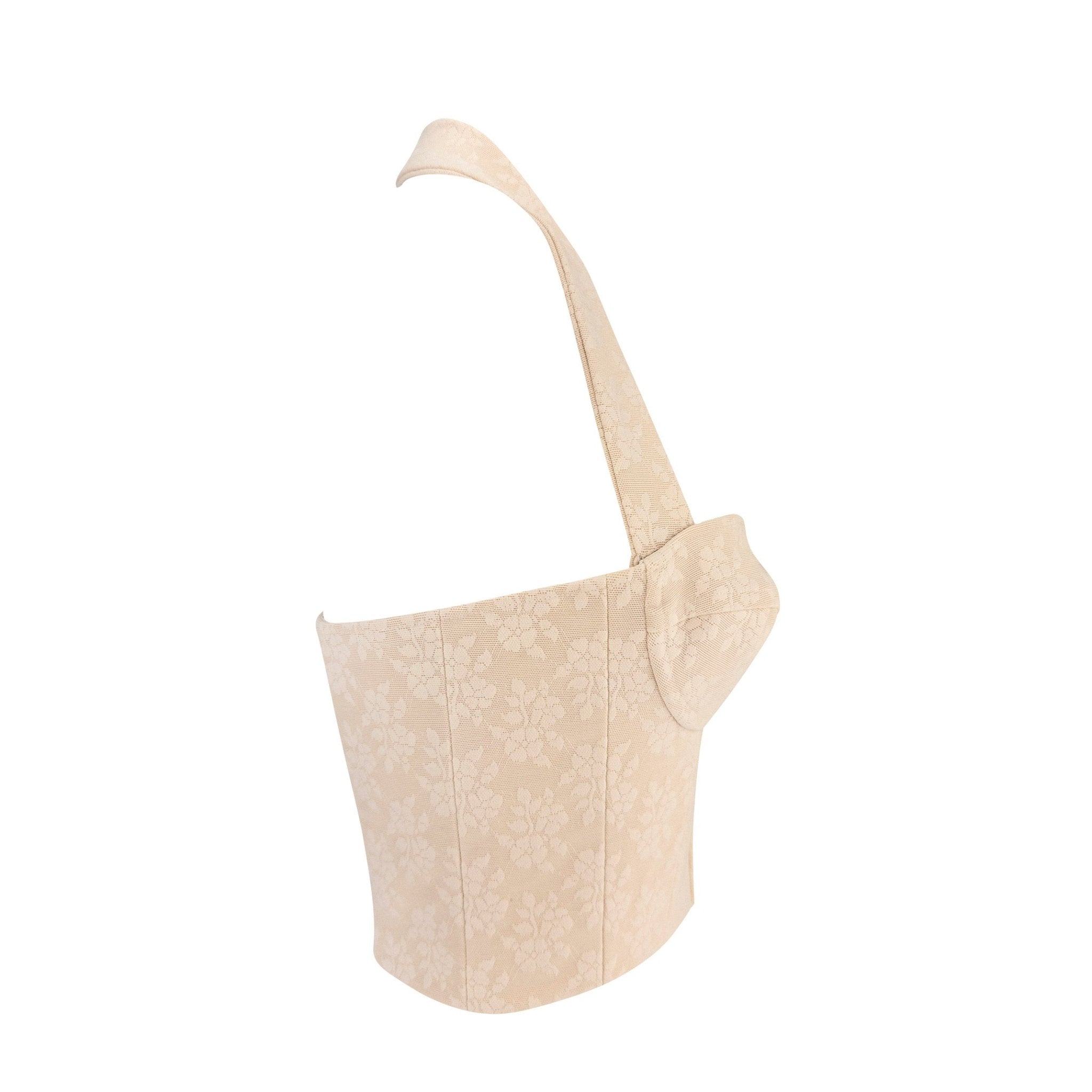 F/W 2003 John Galliano Beige Floral Silk Bustier Halter Crop Top - RealList