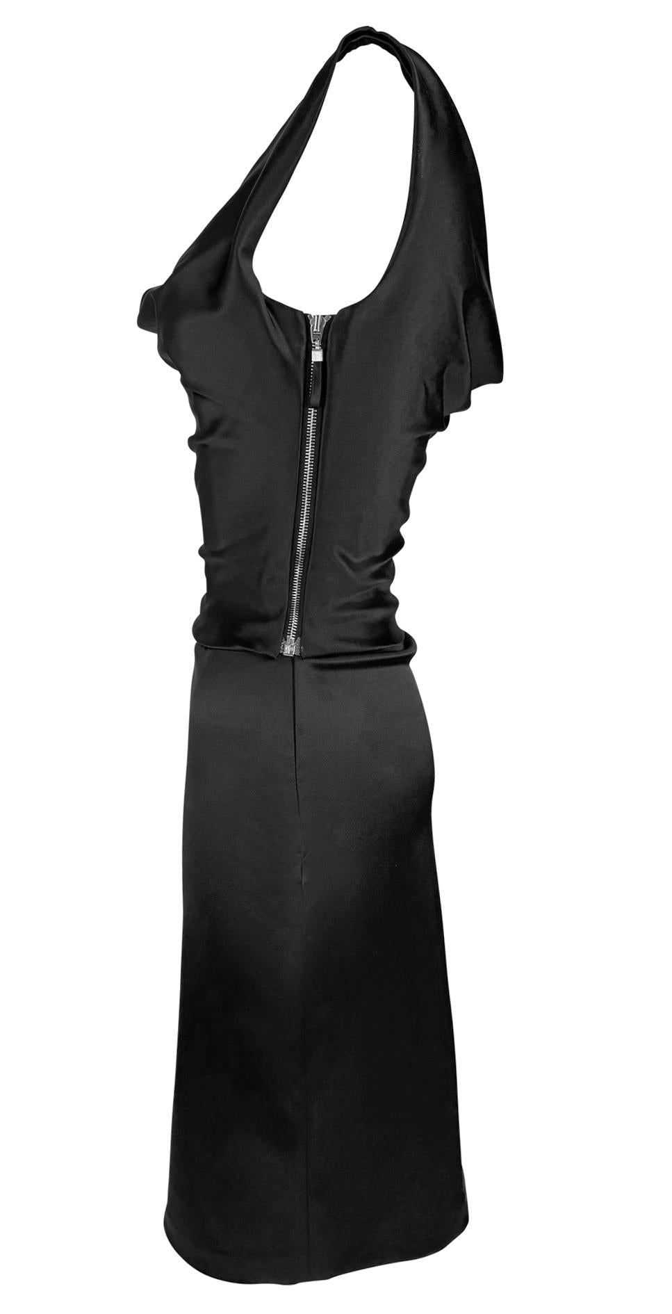 F/W 2003 Stella McCartney Runway Black Satin Corseted Cowl Cocktail Dress - RealList