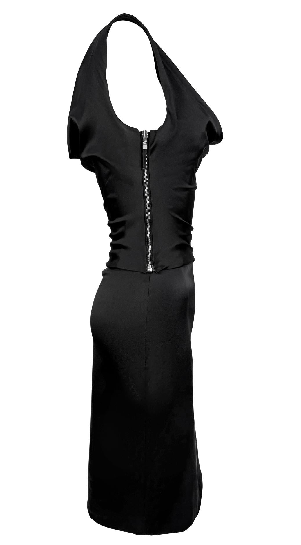 F/W 2003 Stella McCartney Runway Black Satin Corseted Cowl Cocktail Dress - RealList