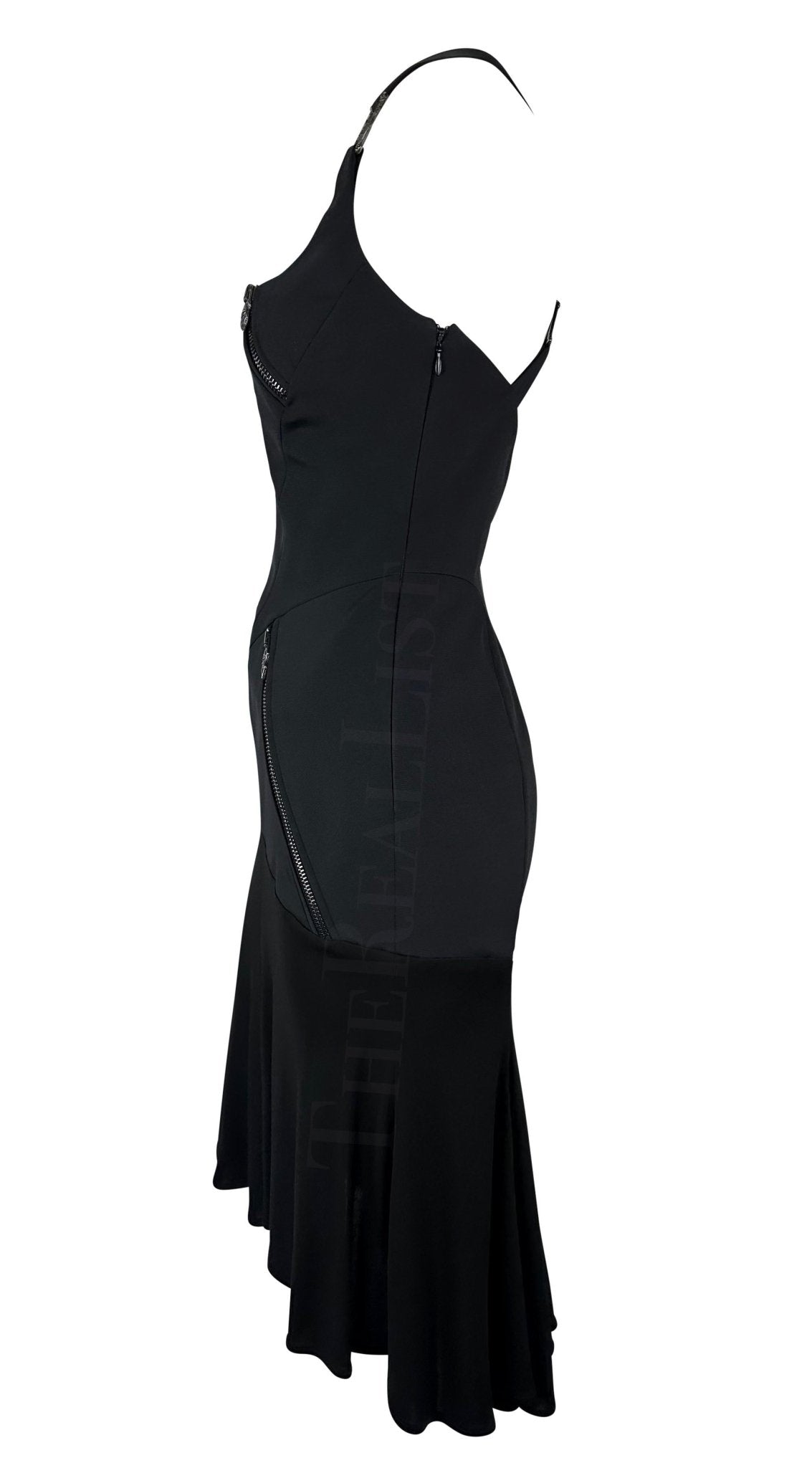 F/W 2003 Versace by Donatella Black Zipper Flare Runway Dress - RealList