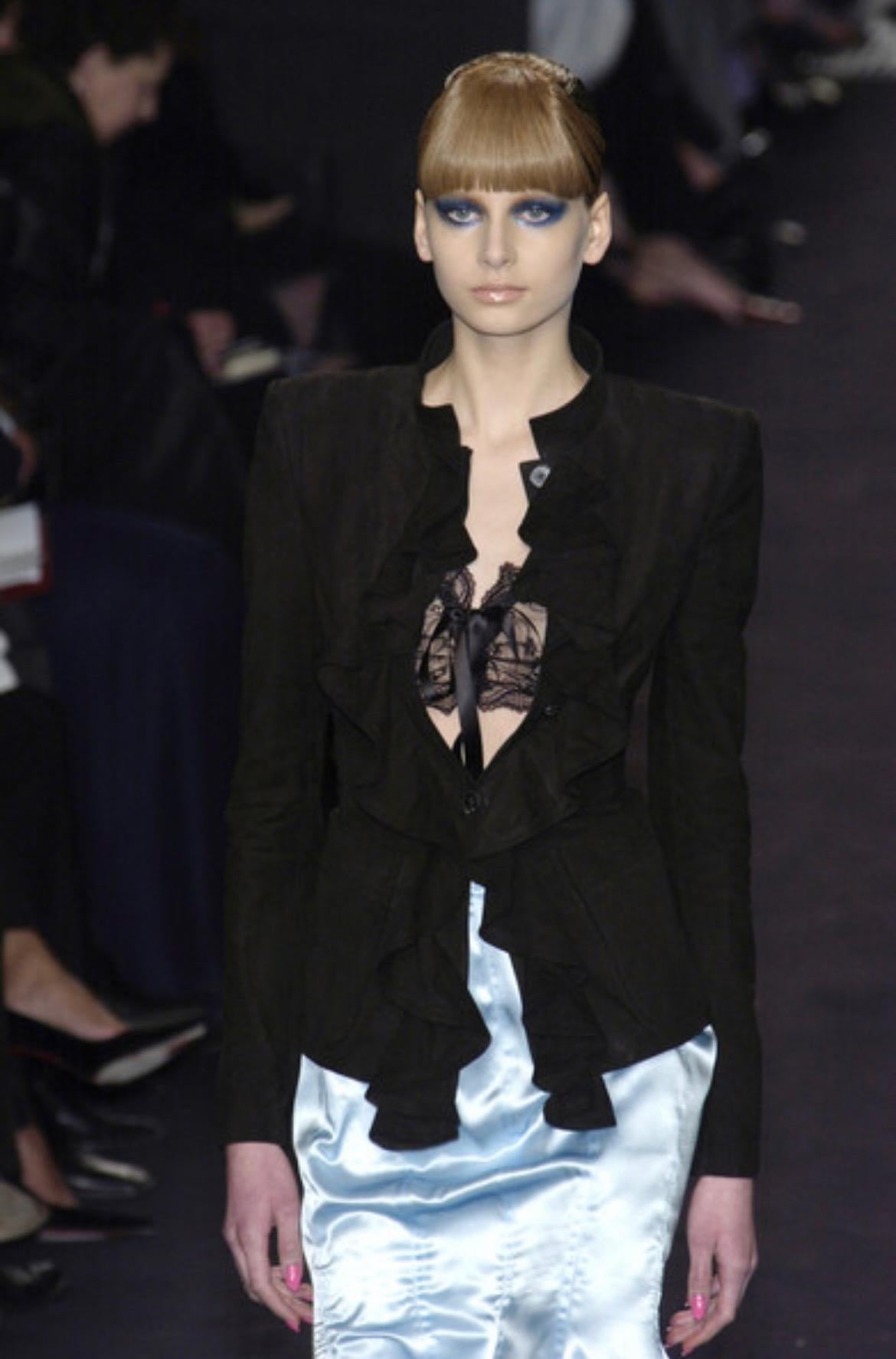 F/W 2003 Yves Saint Laurent by Tom Ford Baby Blue Silk Satin Flare Skirt - RealList