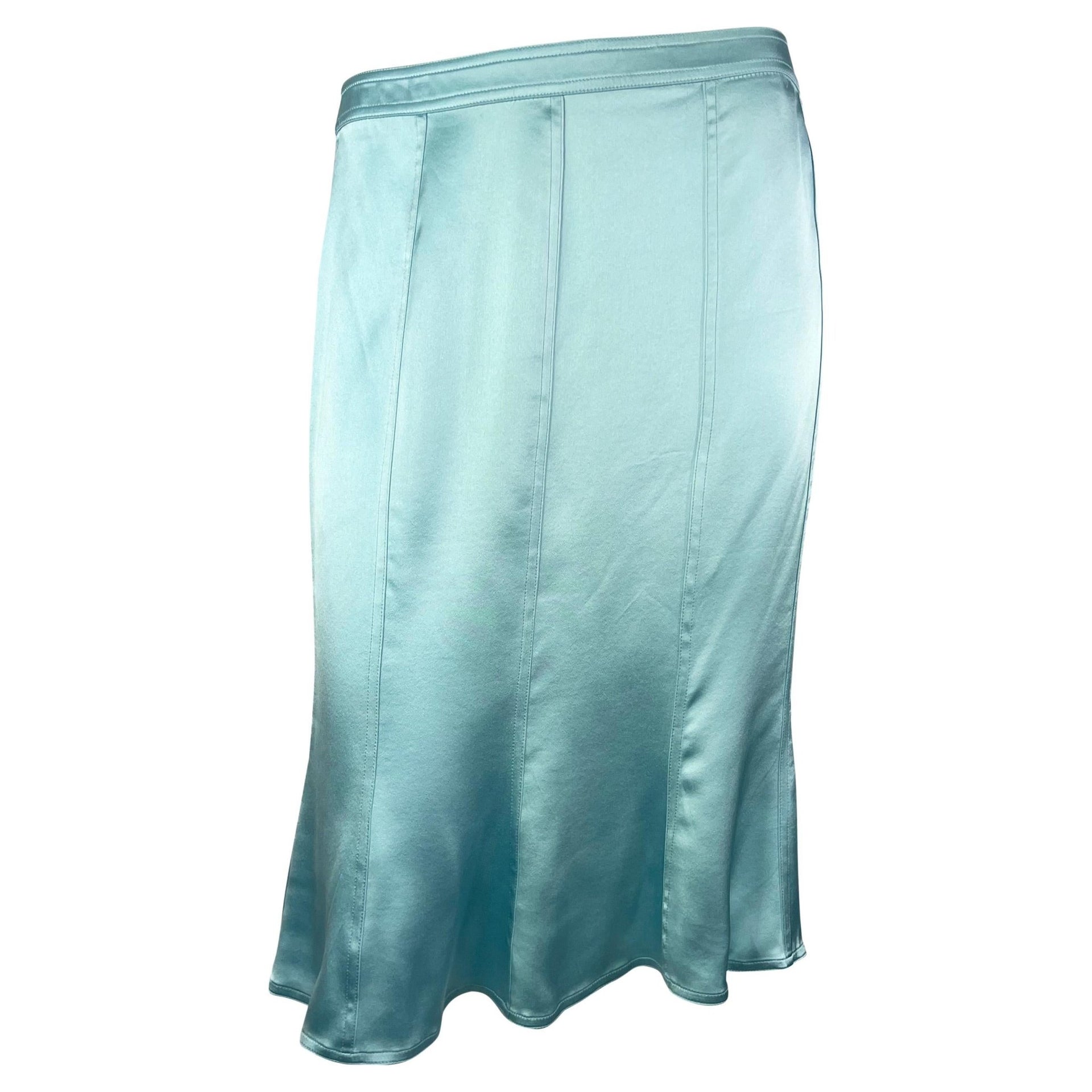 F/W 2003 Yves Saint Laurent by Tom Ford Baby Blue Silk Satin Flare Skirt - RealList