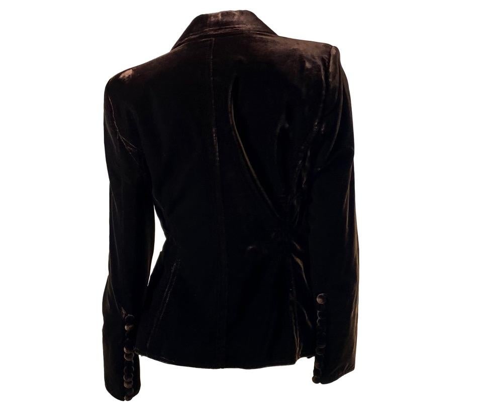F/W 2003 Yves Saint Laurent by Tom Ford Brown Velvet Blazer Red Satin Tie - RealList