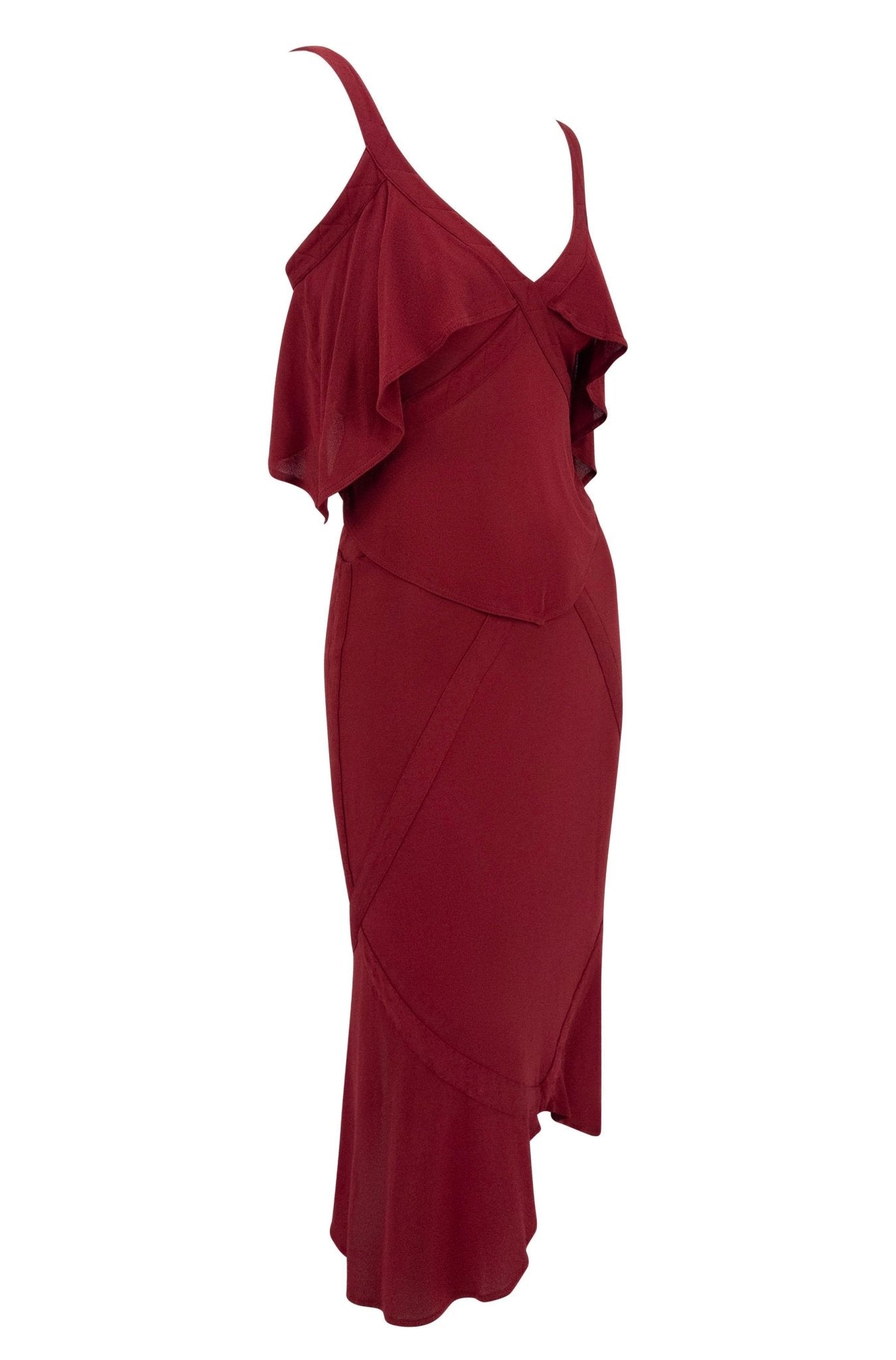 F/W 2003 Yves Saint Laurent by Tom Ford Red Sheer Stretch Tank Midi Skirt Set - RealList