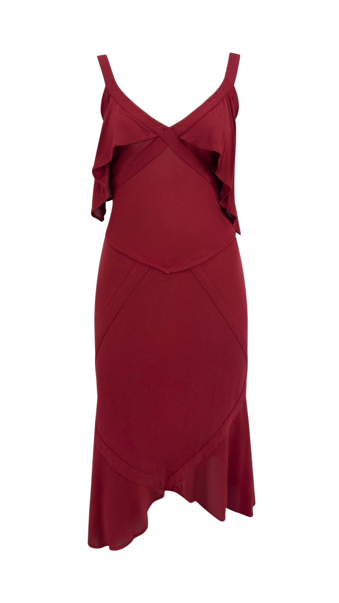 F/W 2003 Yves Saint Laurent by Tom Ford Red Sheer Stretch Tank Midi Skirt Set - RealList