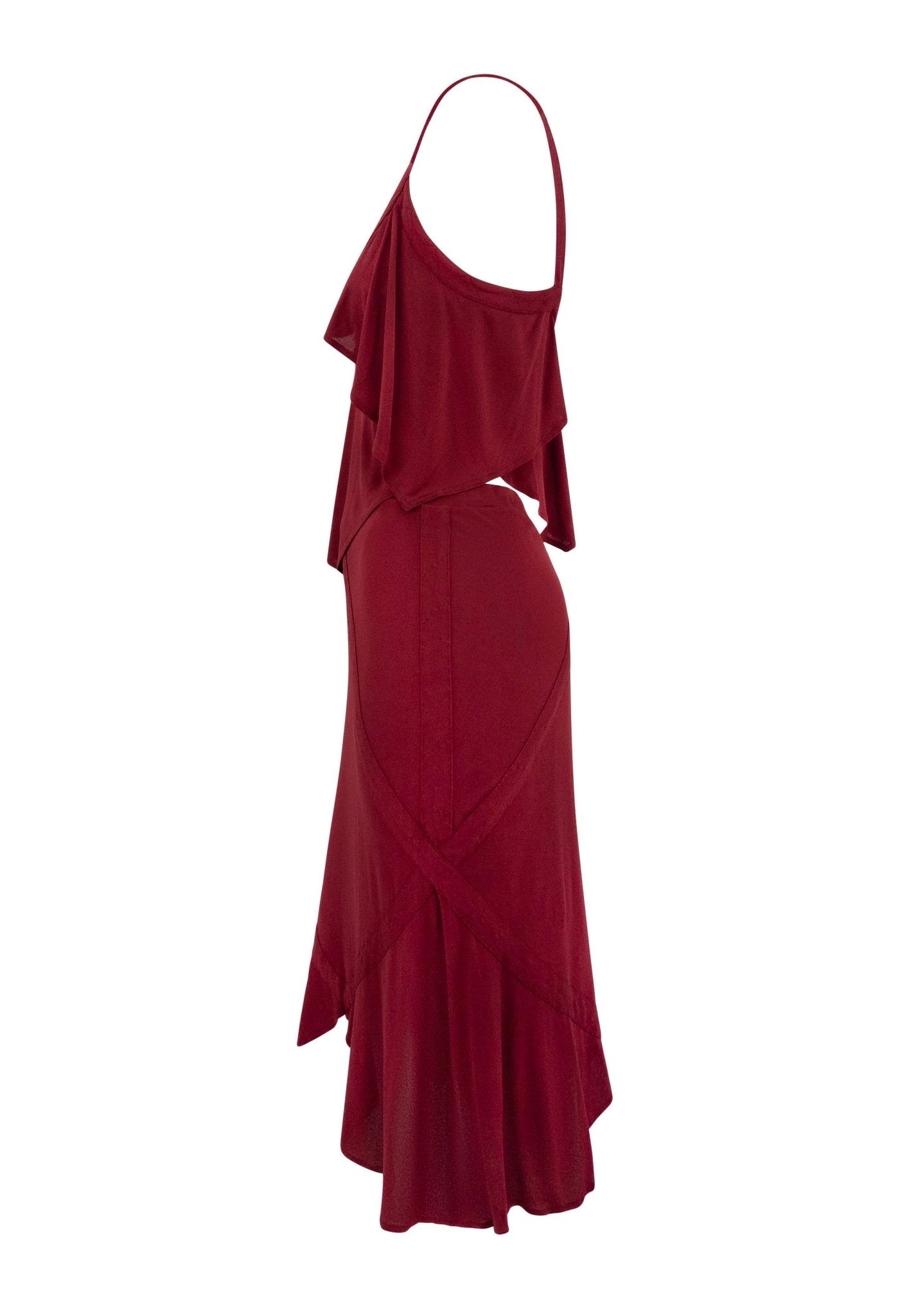 F/W 2003 Yves Saint Laurent by Tom Ford Red Sheer Stretch Tank Midi Skirt Set - RealList