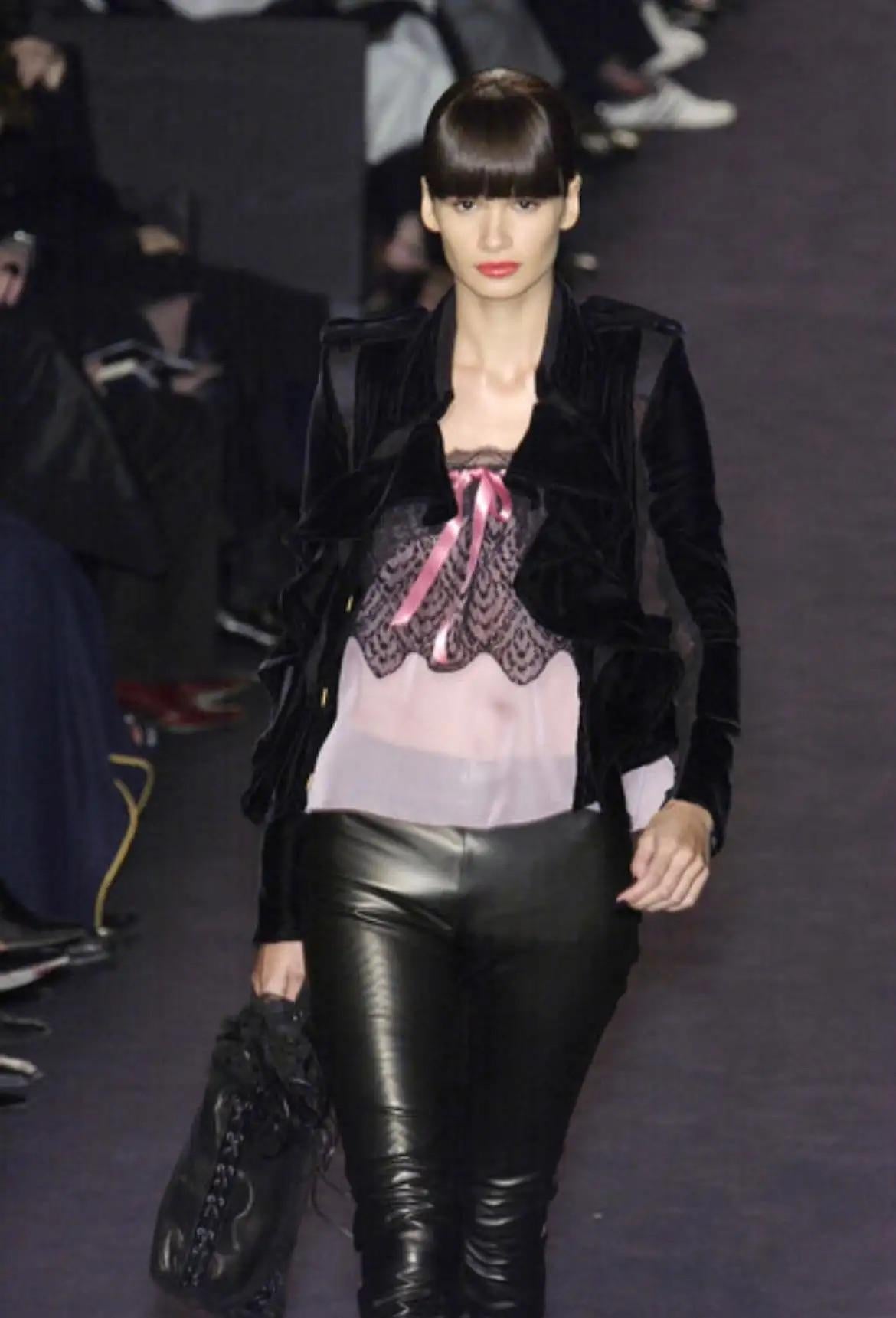 F/W 2003 Yves Saint Laurent by Tom Ford Runway Babydoll Sheer Chiffon Pink Tank Top - RealList