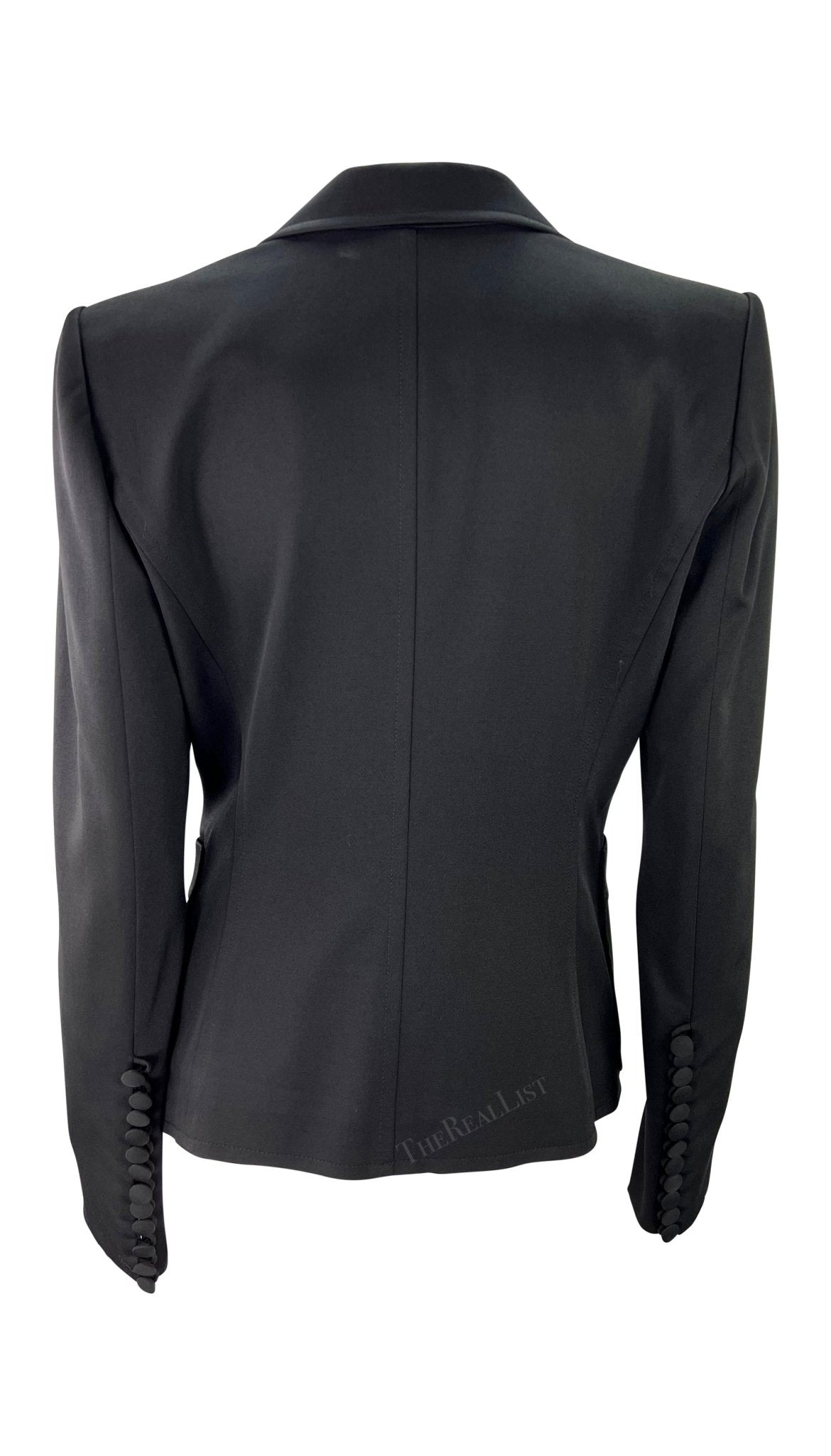 F/W 2003 Yves Saint Laurent by Tom Ford Runway Black Blazer Baby Blue Satin Tie - RealList