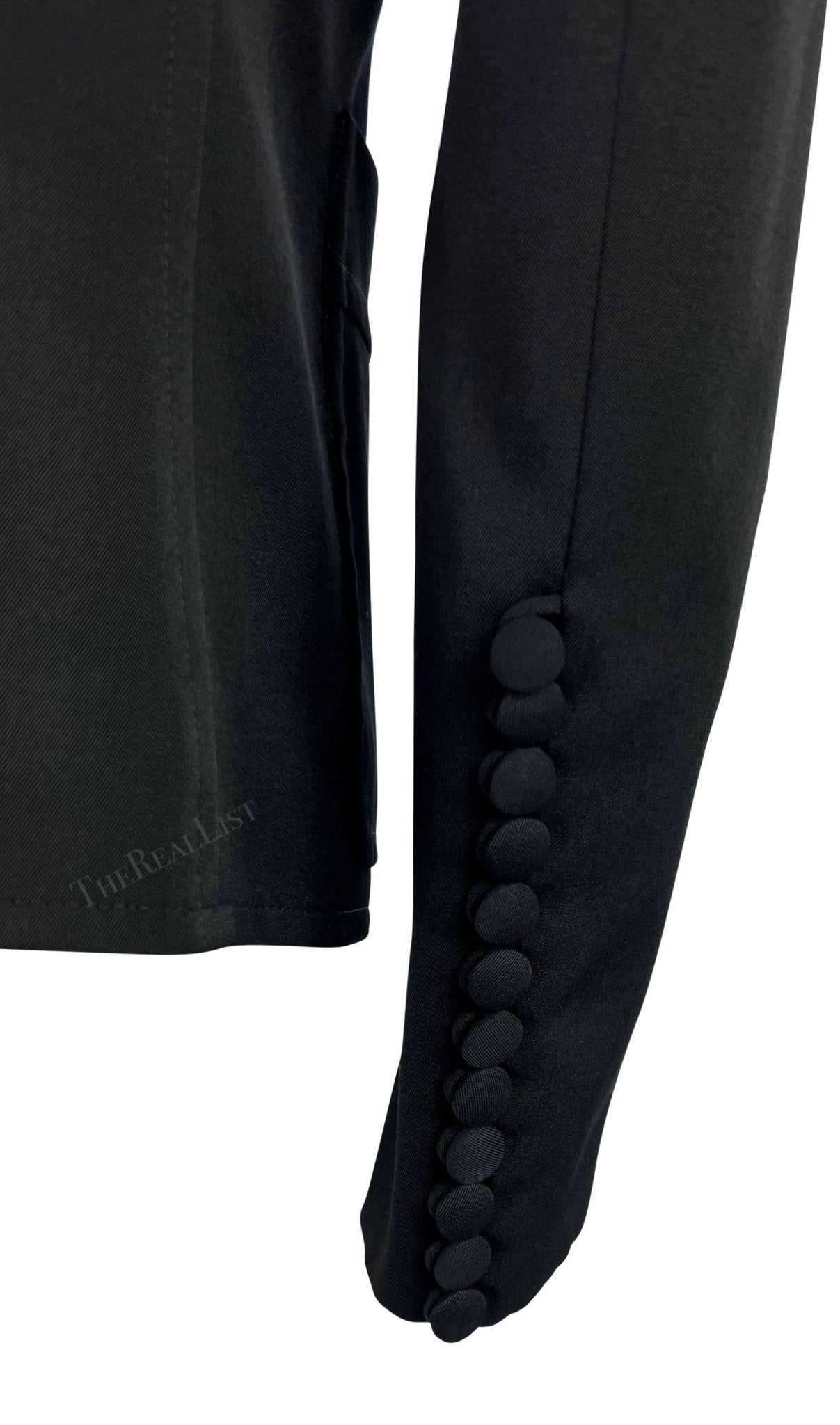 F/W 2003 Yves Saint Laurent by Tom Ford Runway Black Blazer Baby Blue Satin Tie - RealList