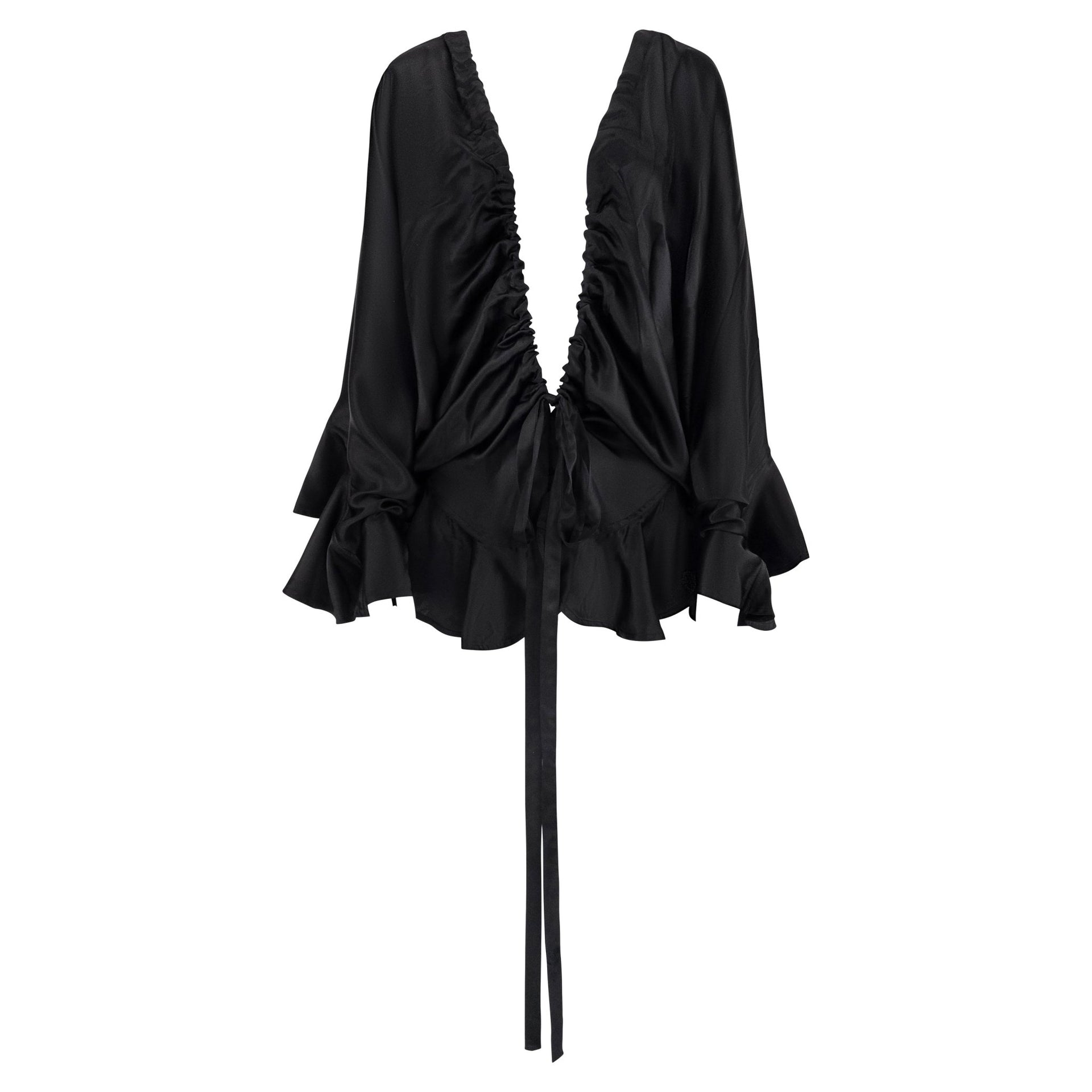 F/W 2003 Yves Saint Laurent by Tom Ford Runway Prototype Satin Ruffle Blouse - RealList