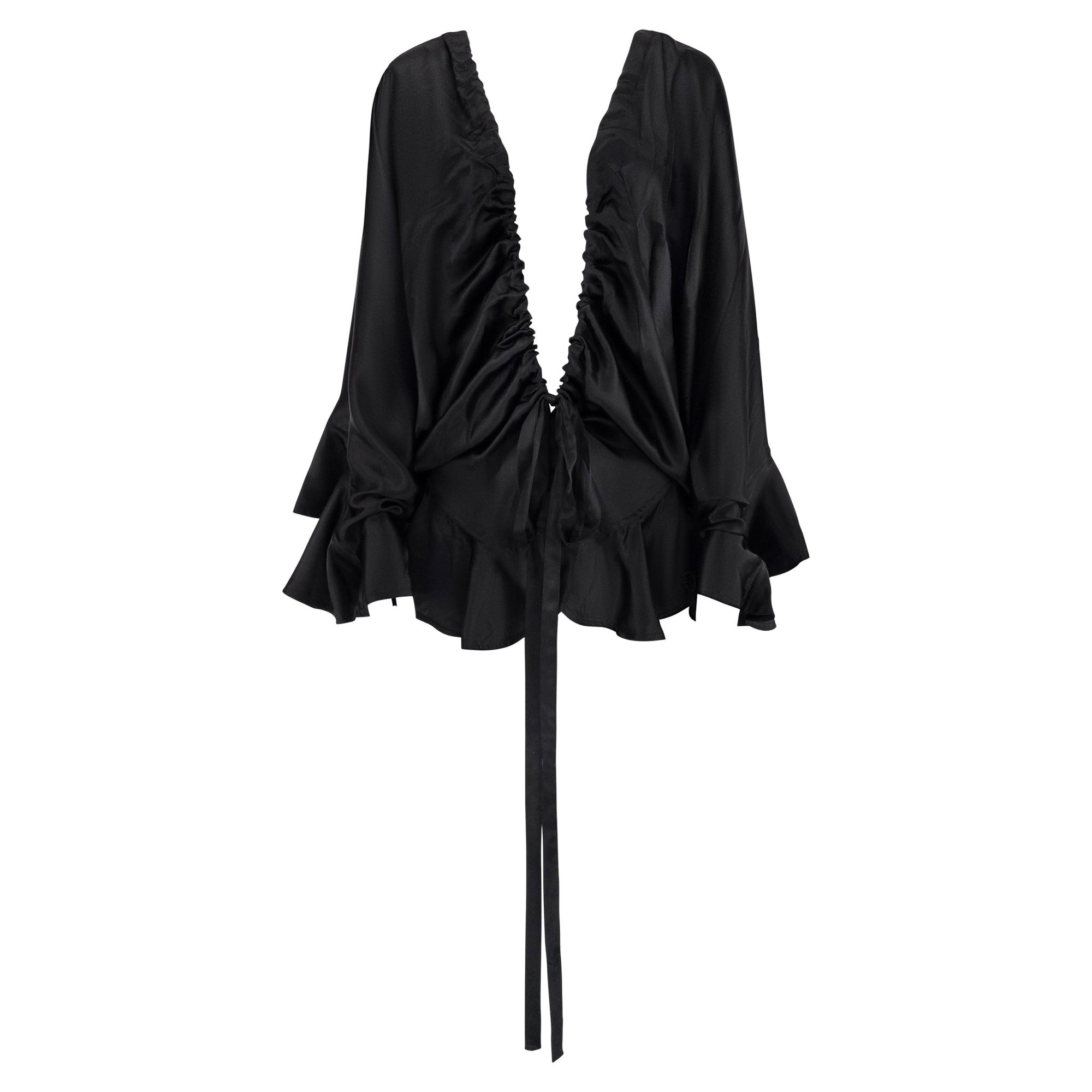 F/W 2003 Yves Saint Laurent by Tom Ford Runway Prototype Satin Ruffle Blouse - RealList