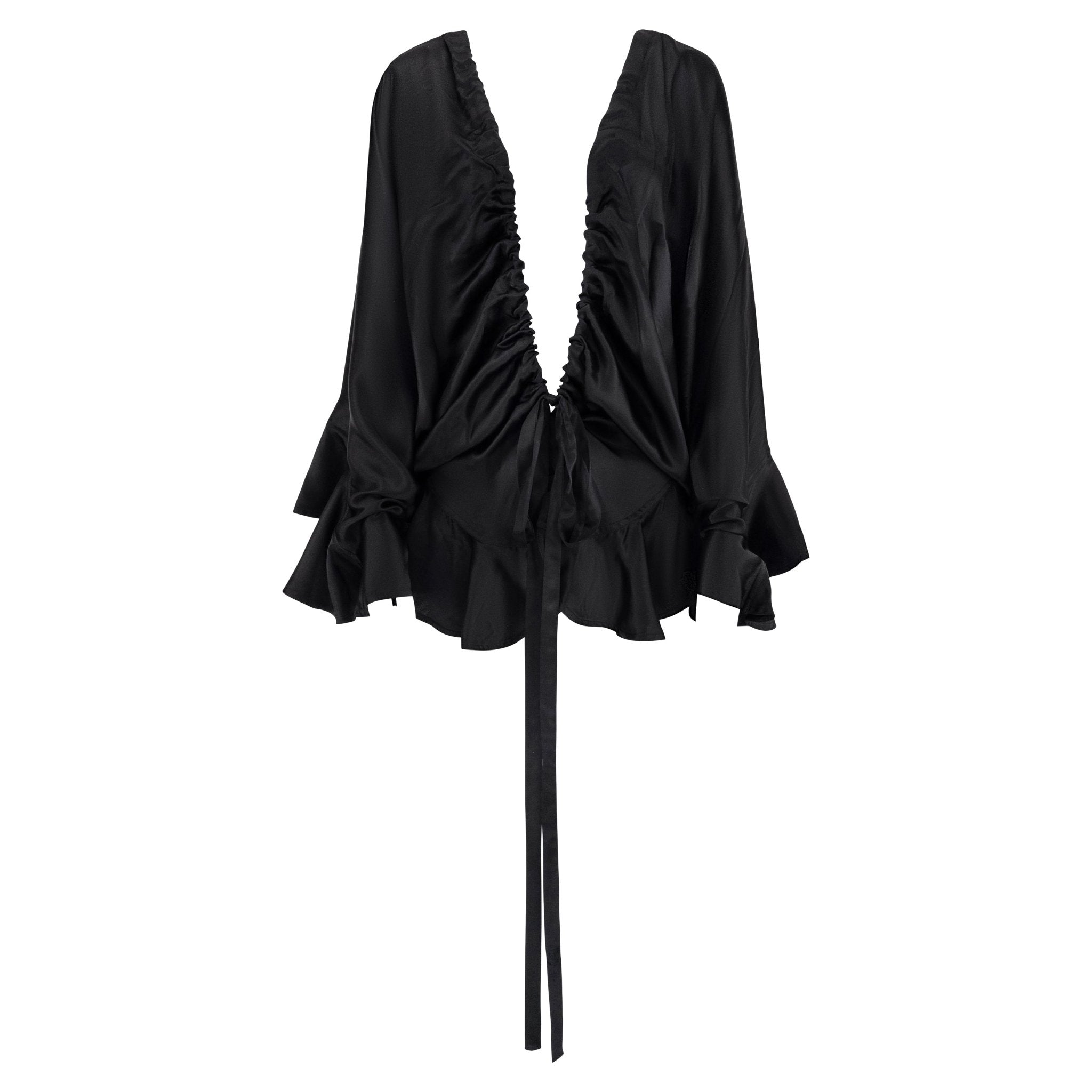 F/W 2003 Yves Saint Laurent by Tom Ford Runway Prototype Satin Ruffle Blouse - RealList
