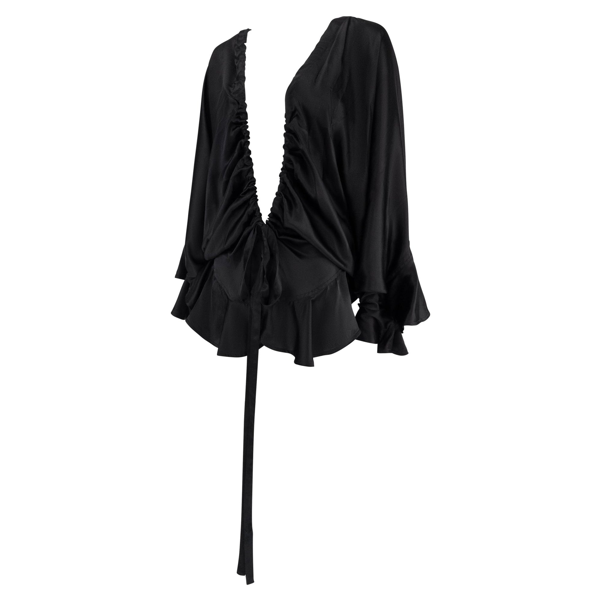 F/W 2003 Yves Saint Laurent by Tom Ford Runway Prototype Satin Ruffle Blouse - RealList