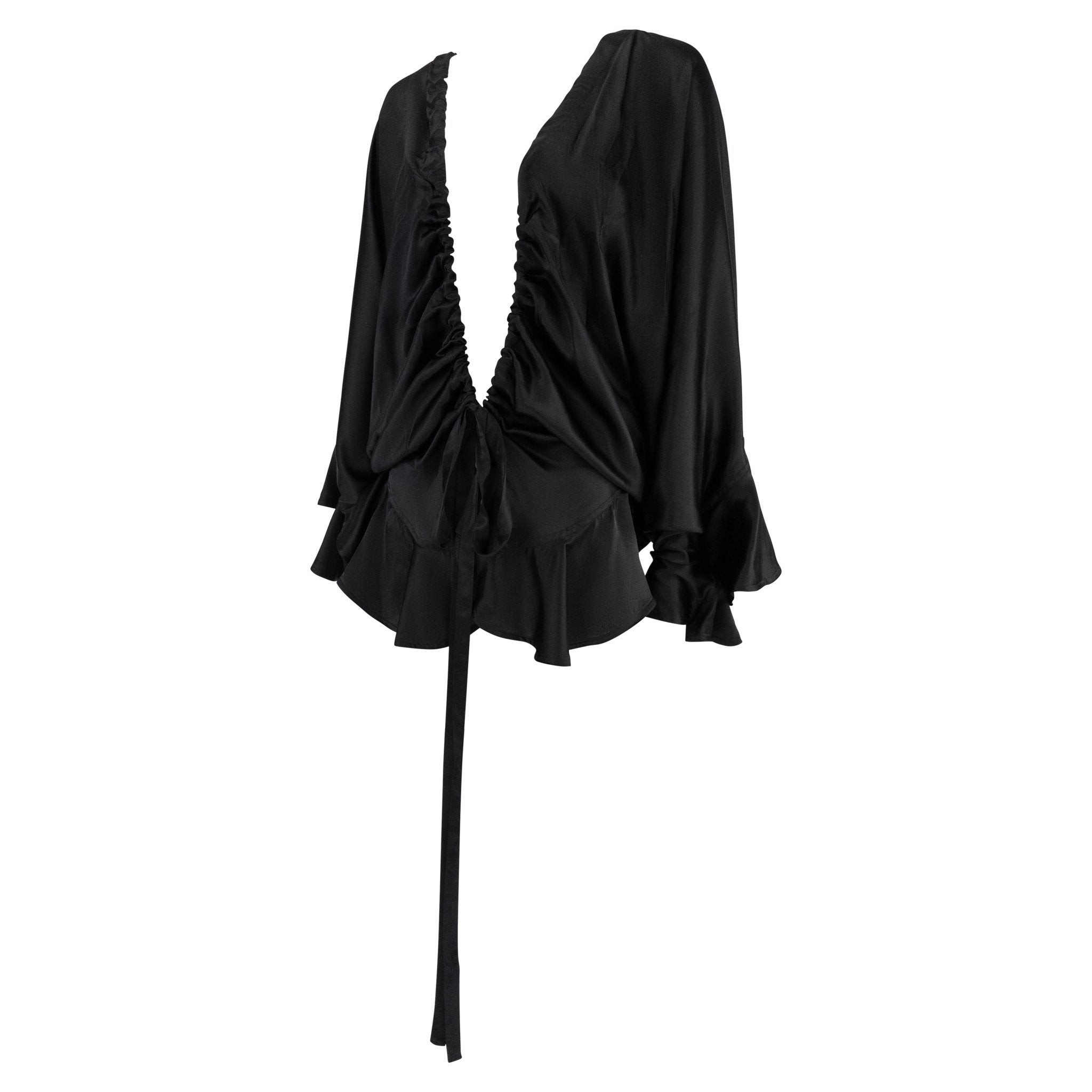 F/W 2003 Yves Saint Laurent by Tom Ford Runway Prototype Satin Ruffle Blouse - RealList