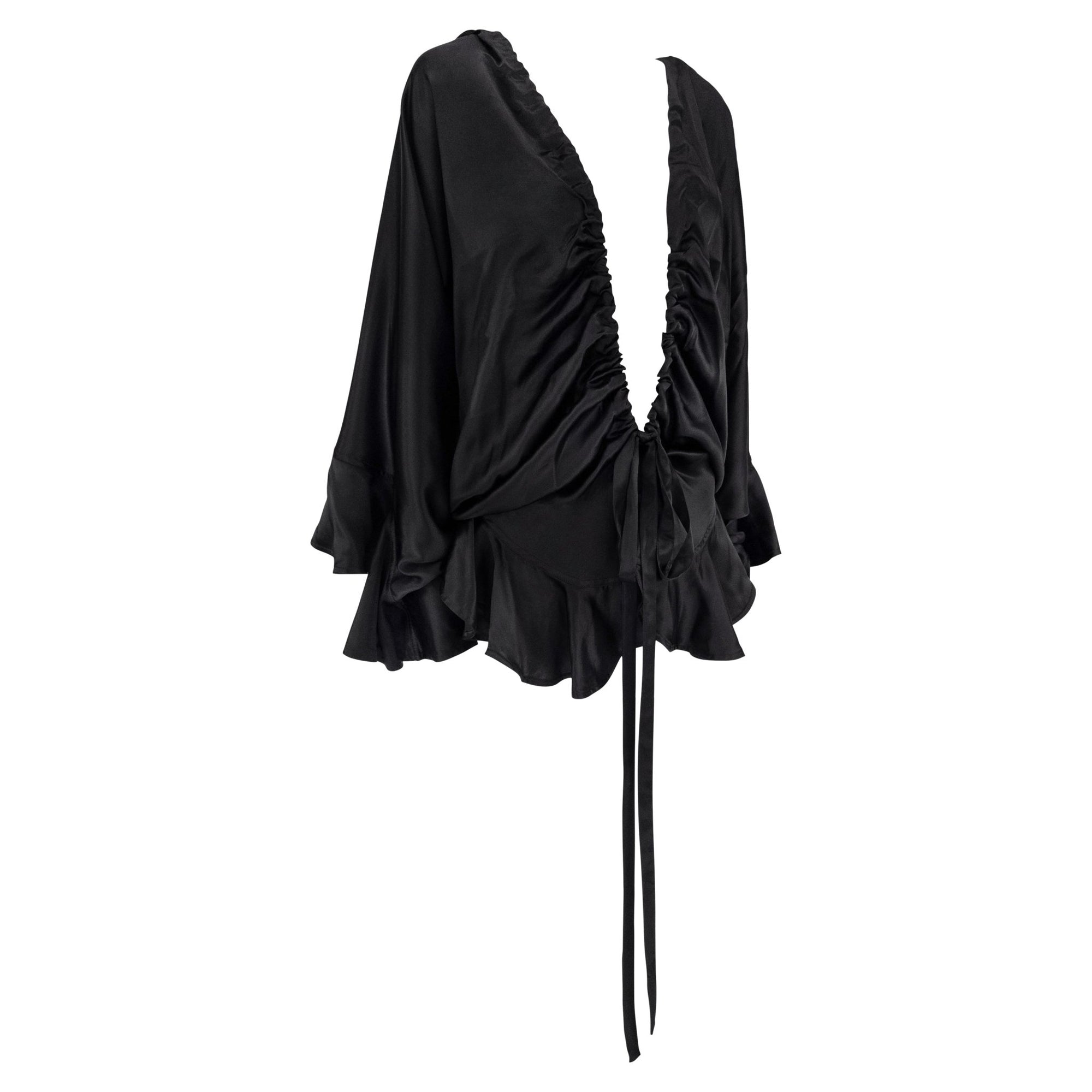 F/W 2003 Yves Saint Laurent by Tom Ford Runway Prototype Satin Ruffle Blouse - RealList
