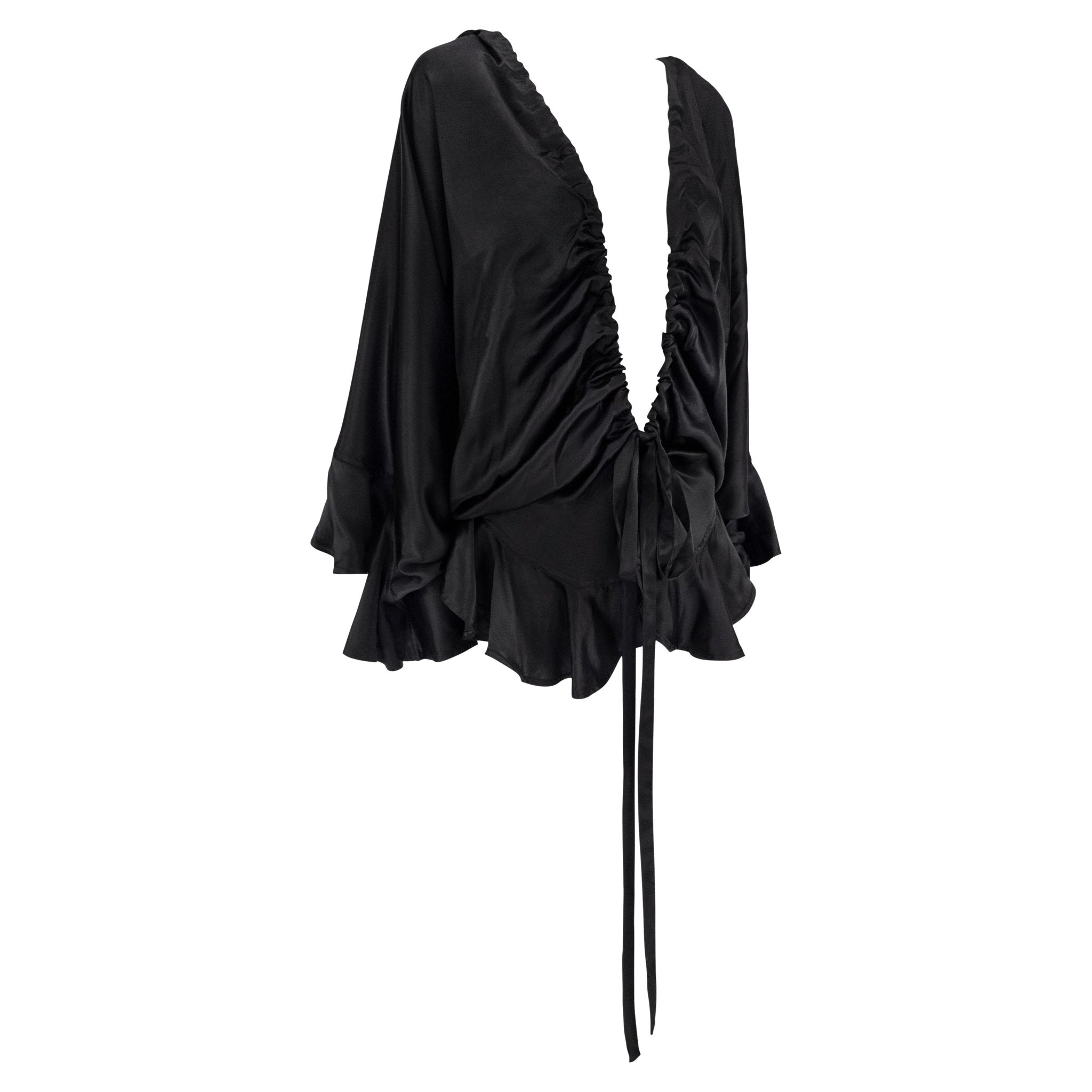 F/W 2003 Yves Saint Laurent by Tom Ford Runway Prototype Satin Ruffle Blouse - RealList