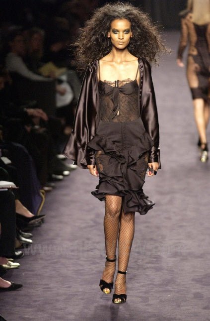 F/W 2003 Yves Saint Laurent by Tom Ford Runway Prototype Satin Ruffle Blouse - RealList