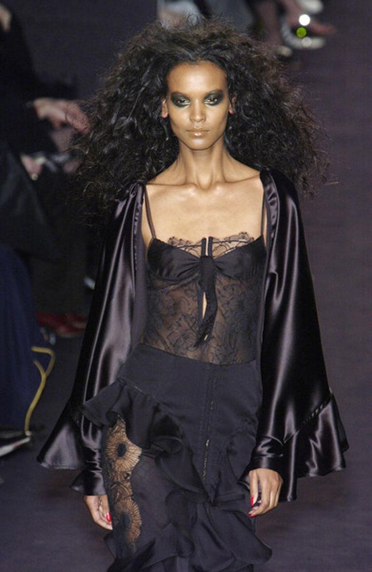 F/W 2003 Yves Saint Laurent by Tom Ford Runway Prototype Satin Ruffle Blouse - RealList
