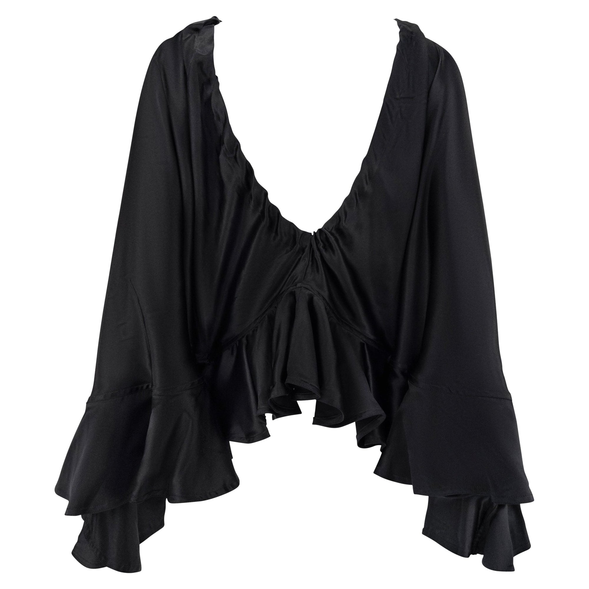 F/W 2003 Yves Saint Laurent by Tom Ford Runway Prototype Satin Ruffle Blouse - RealList