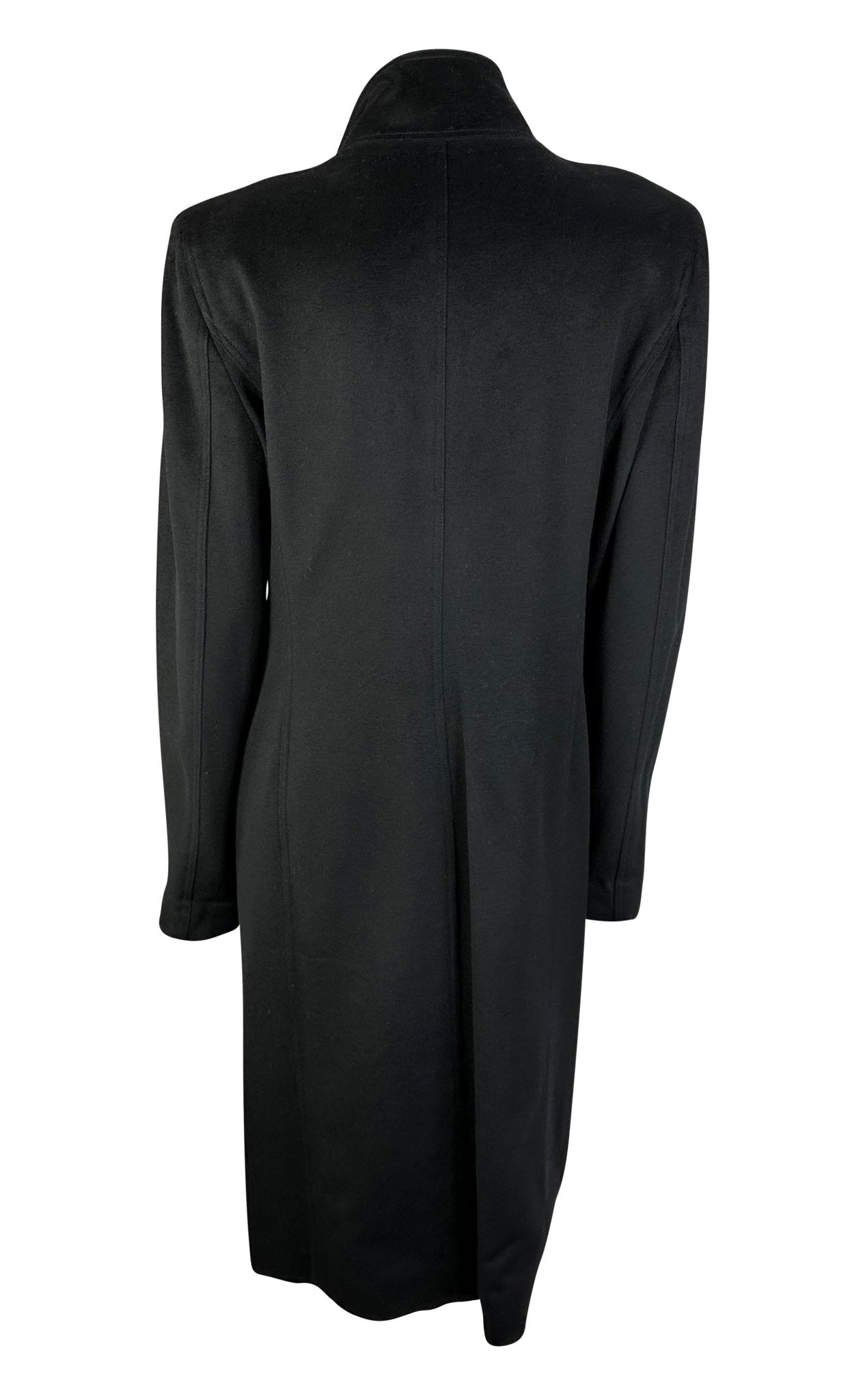 F/W 2003 Yves Saint Laurent by Tom Ford Runway Ruffle Overcoat Black - RealList